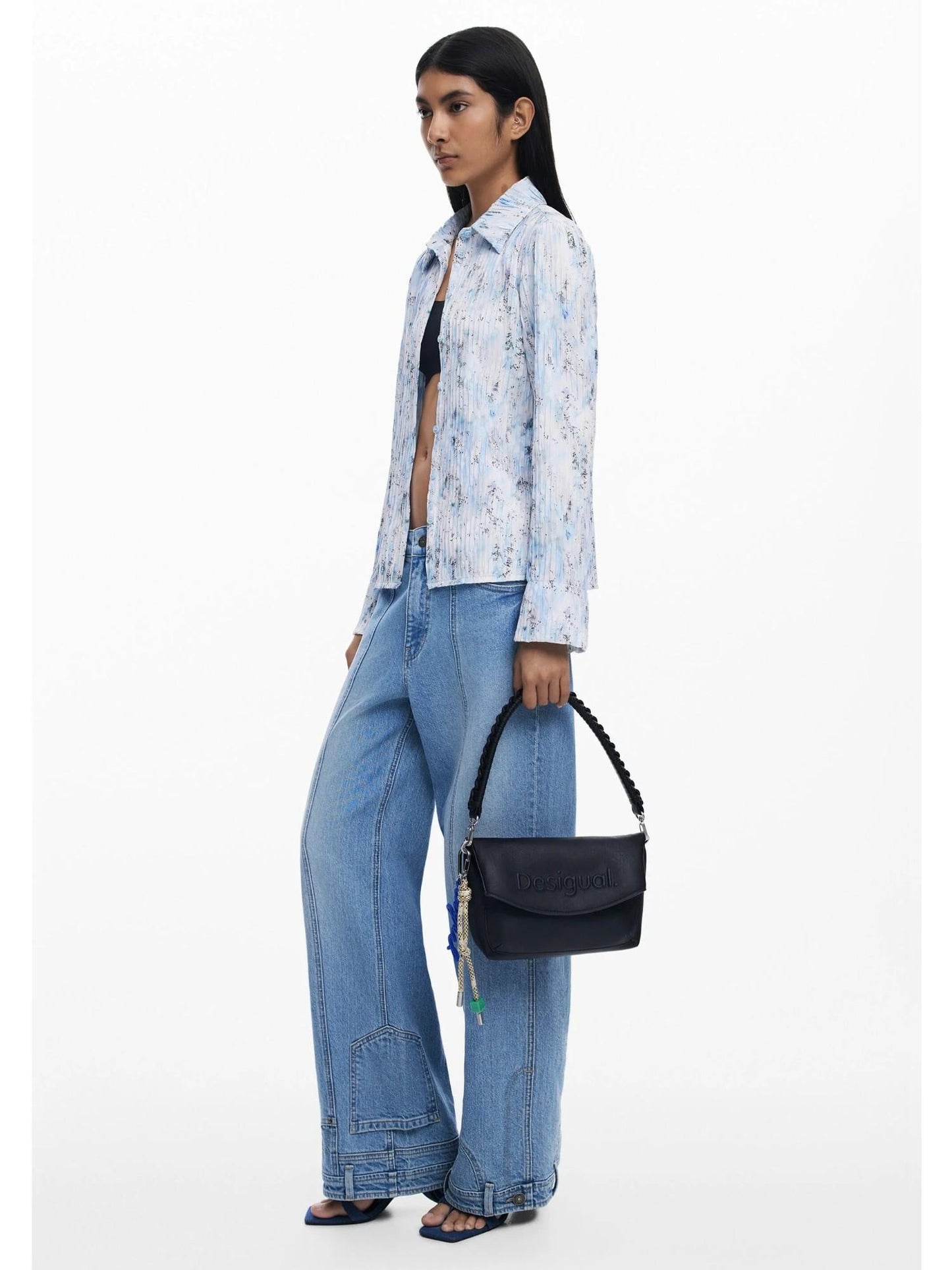 Desigual Borsa con logo 3D a patta media Donna Nero