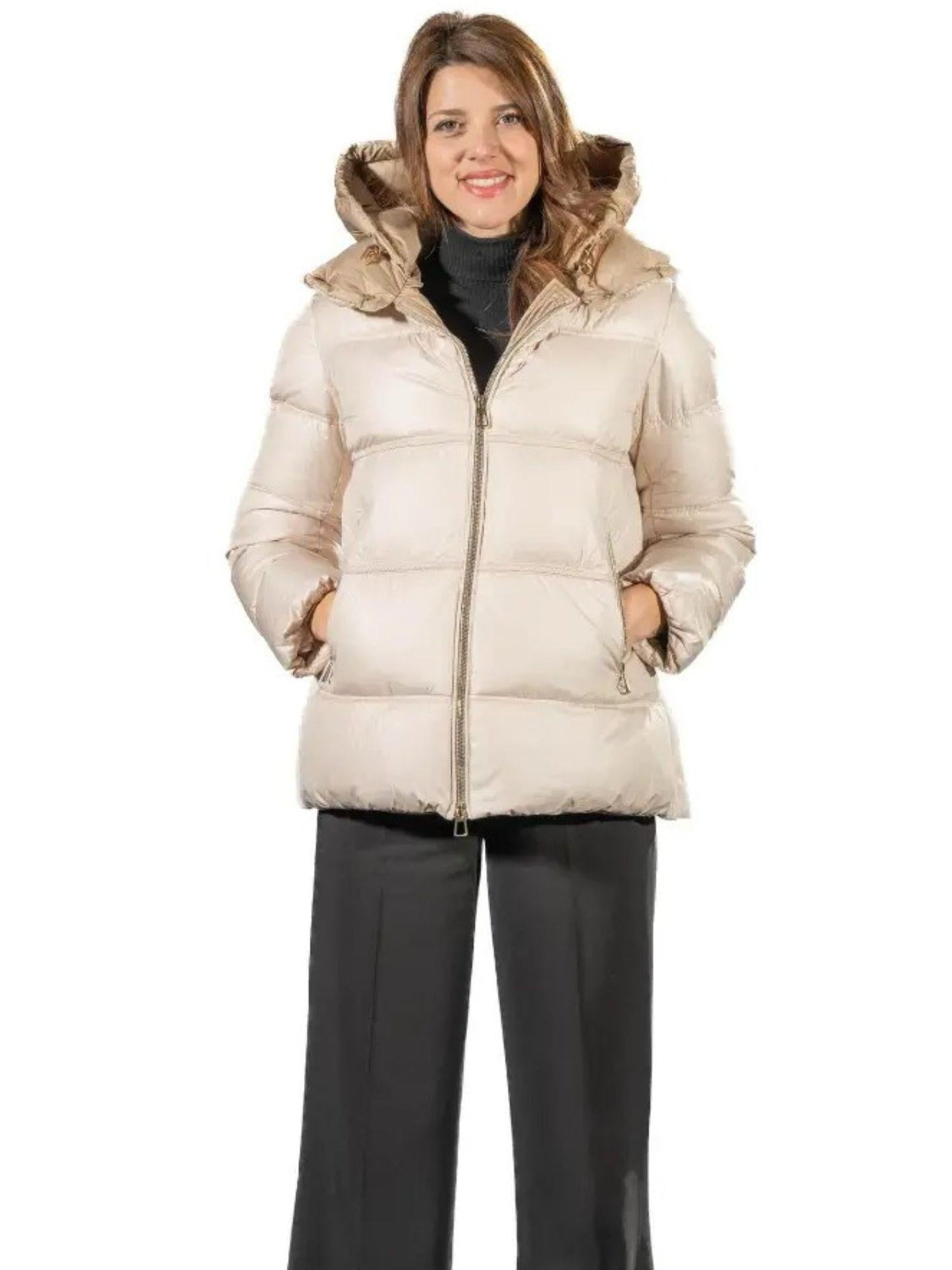 Satinette Giacca Invernale Corta Donna Beige