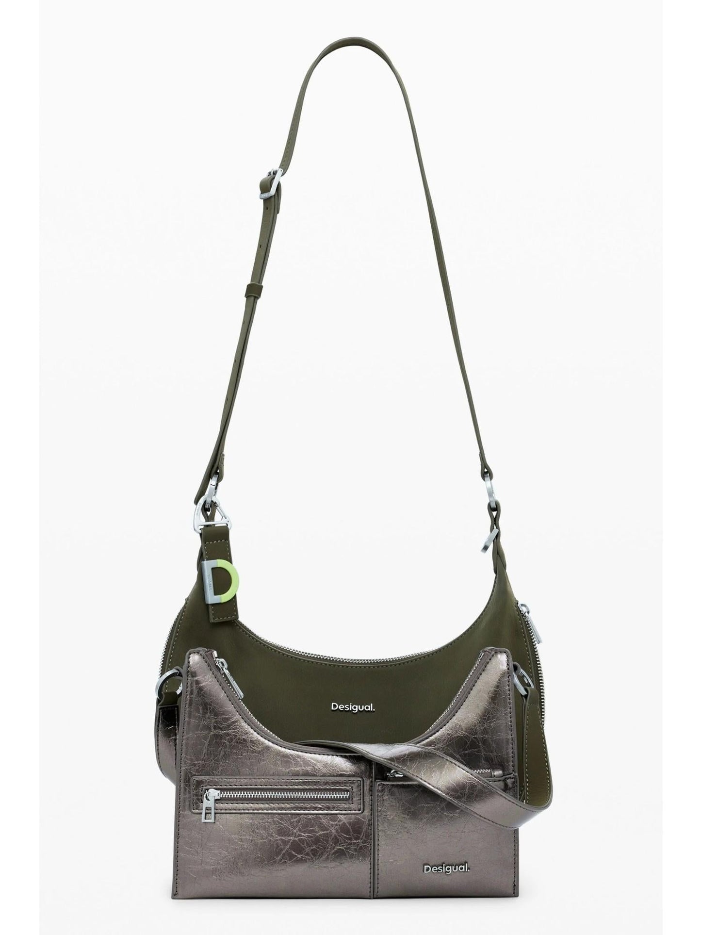 Desigual Borsa media bicolore rimovibile Donna Verde