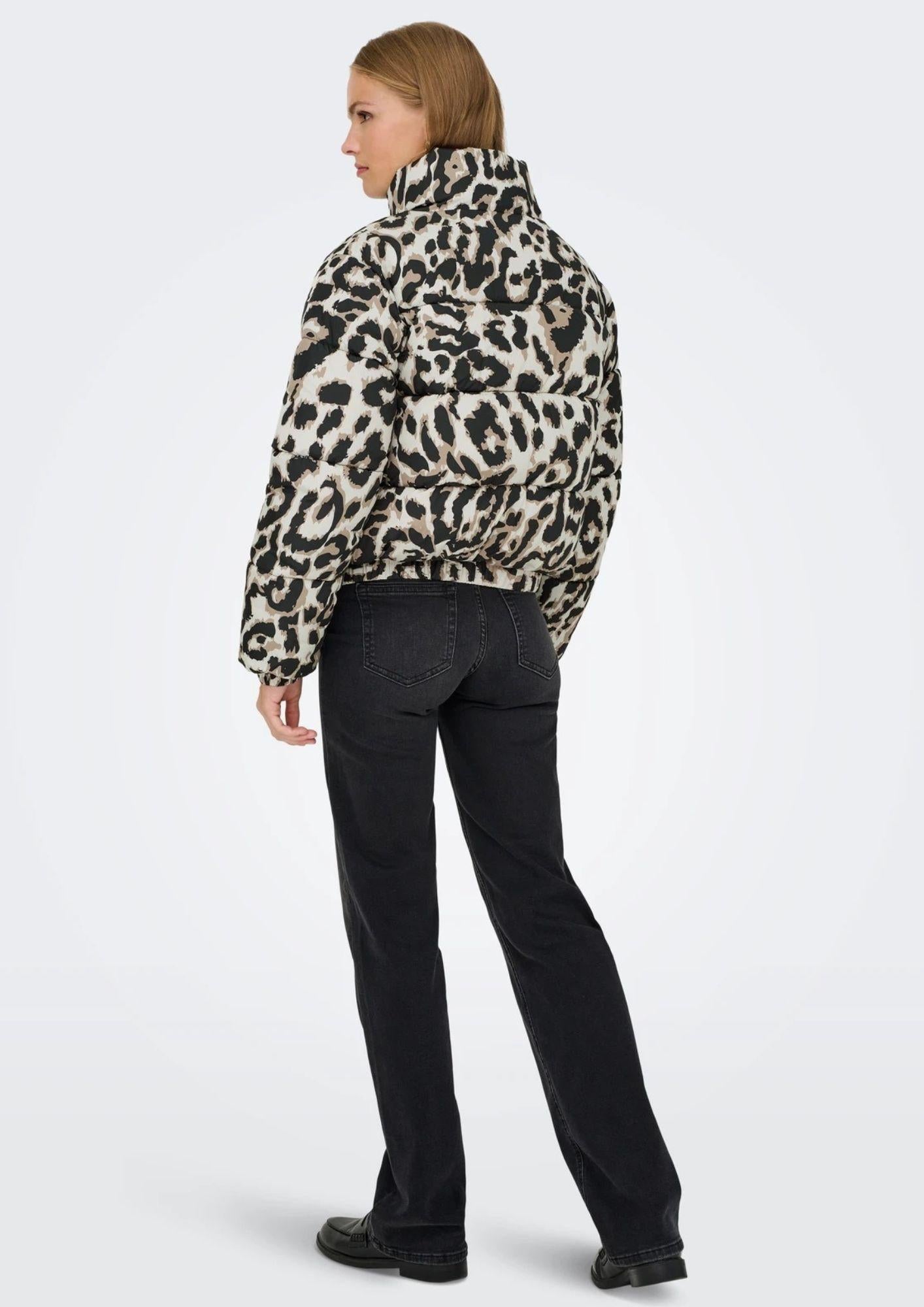 Jacqueline De Yong Giacca Invernale Donna Moon Beige Animalier