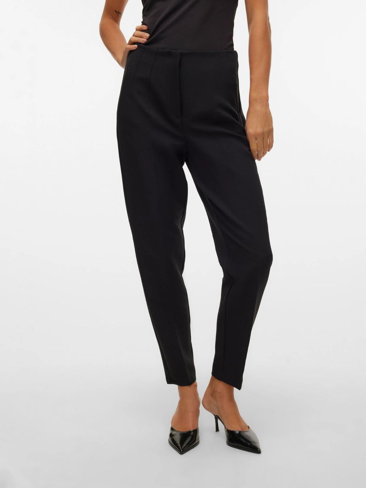 Vero Moda Pantaloni Donna Lina A Vita Alta Nero
