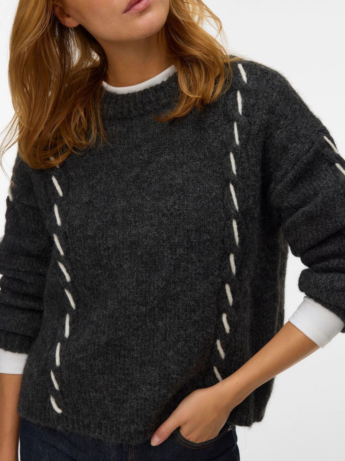 Vero Moda Maglione Donna Ilina Dark Grey Melange