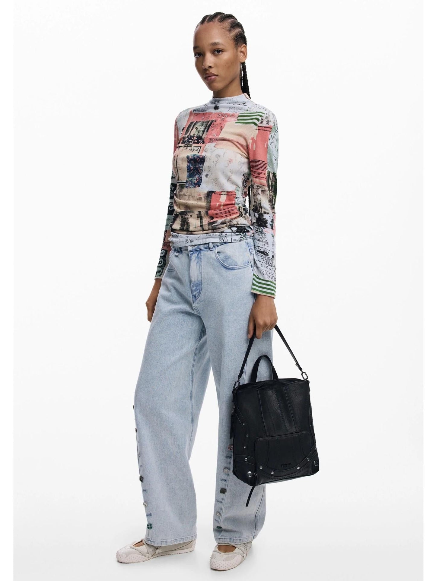 Desigual Zaino effetto pelle patch piccolo Donna Nero