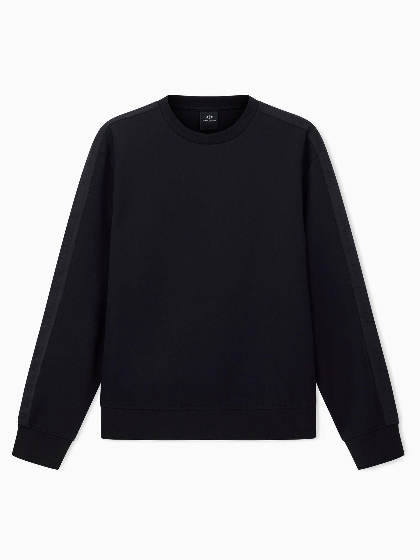 Armani Exchange Felpa Girocollo con Bande Logate Uomo Nera