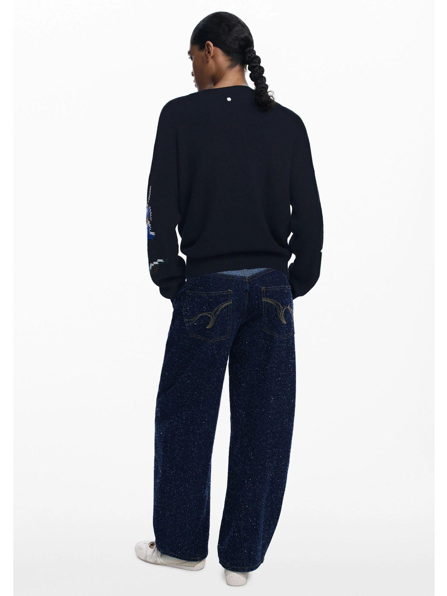 Desigual Maglione jacquard con fiori ricamati Donna Nero