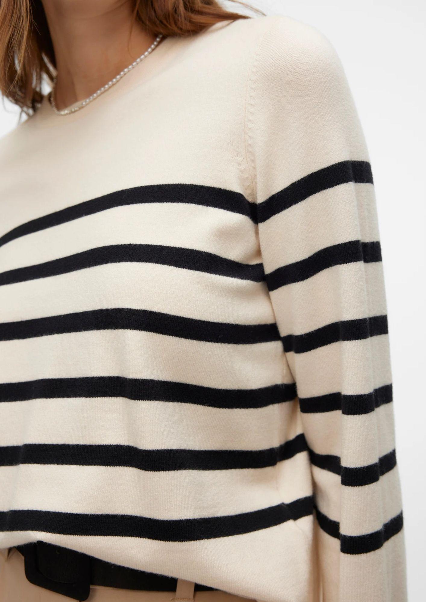 Vero Moda Maglione Donna Saba Bianco Panna A Righe Nere