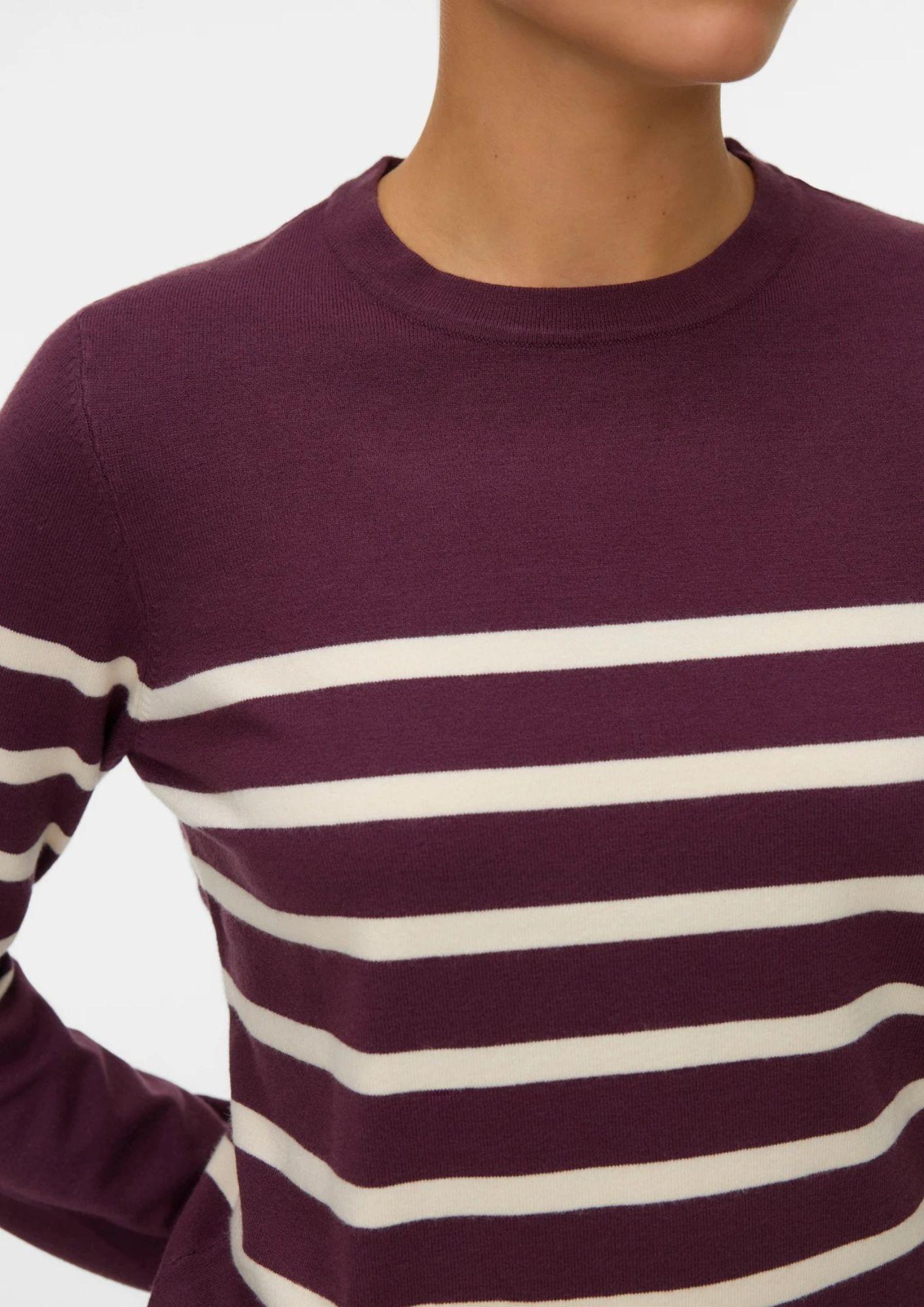 Vero Moda Maglione Donna Saba Bordeaux A Righe Bianche