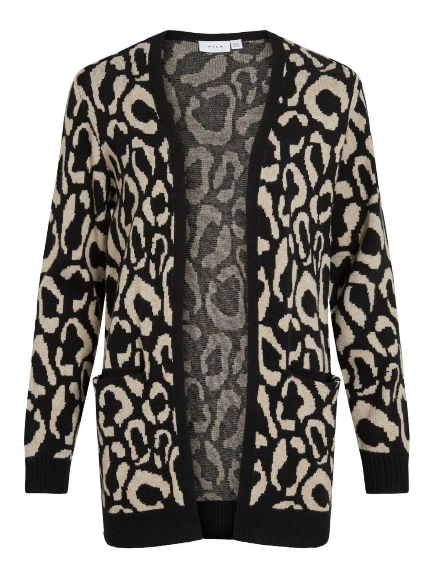 Vila Cardigan Donna Tif Animalier Nero