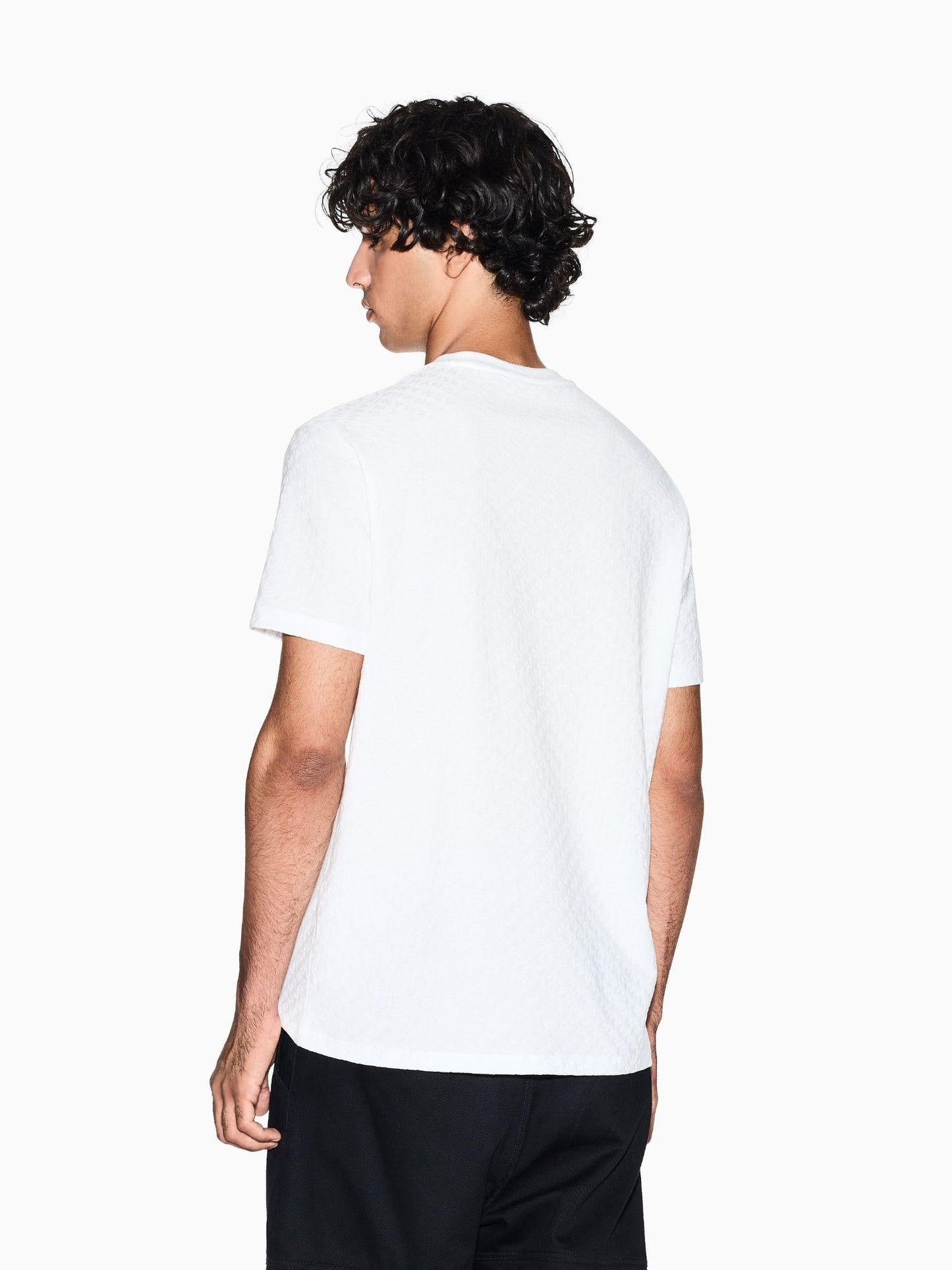 Armani Exchange T-Shirt Uomo Regular Fit in Tessuto Jacquard Bianco