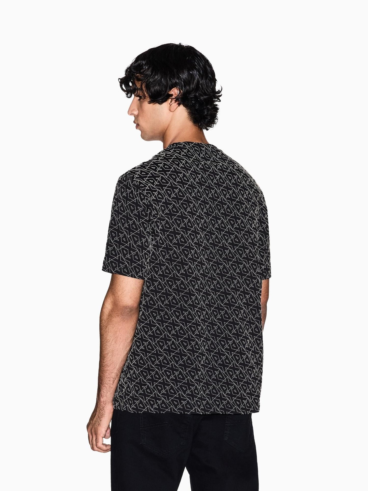 Armani Exchange T-shirt Uomo regular fit logo allover Nero