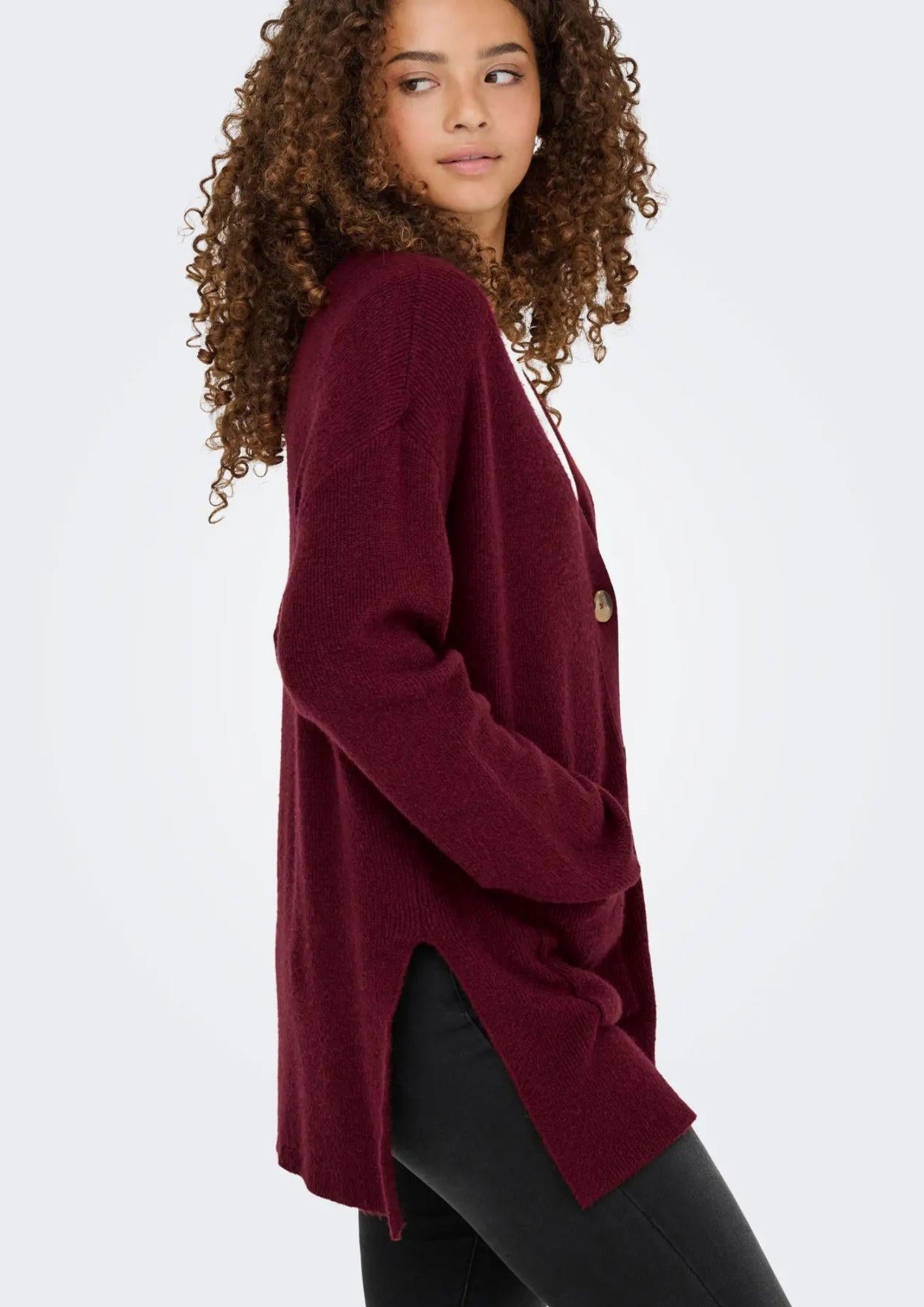 Only Cardigan Donna Ibi Bordeaux
