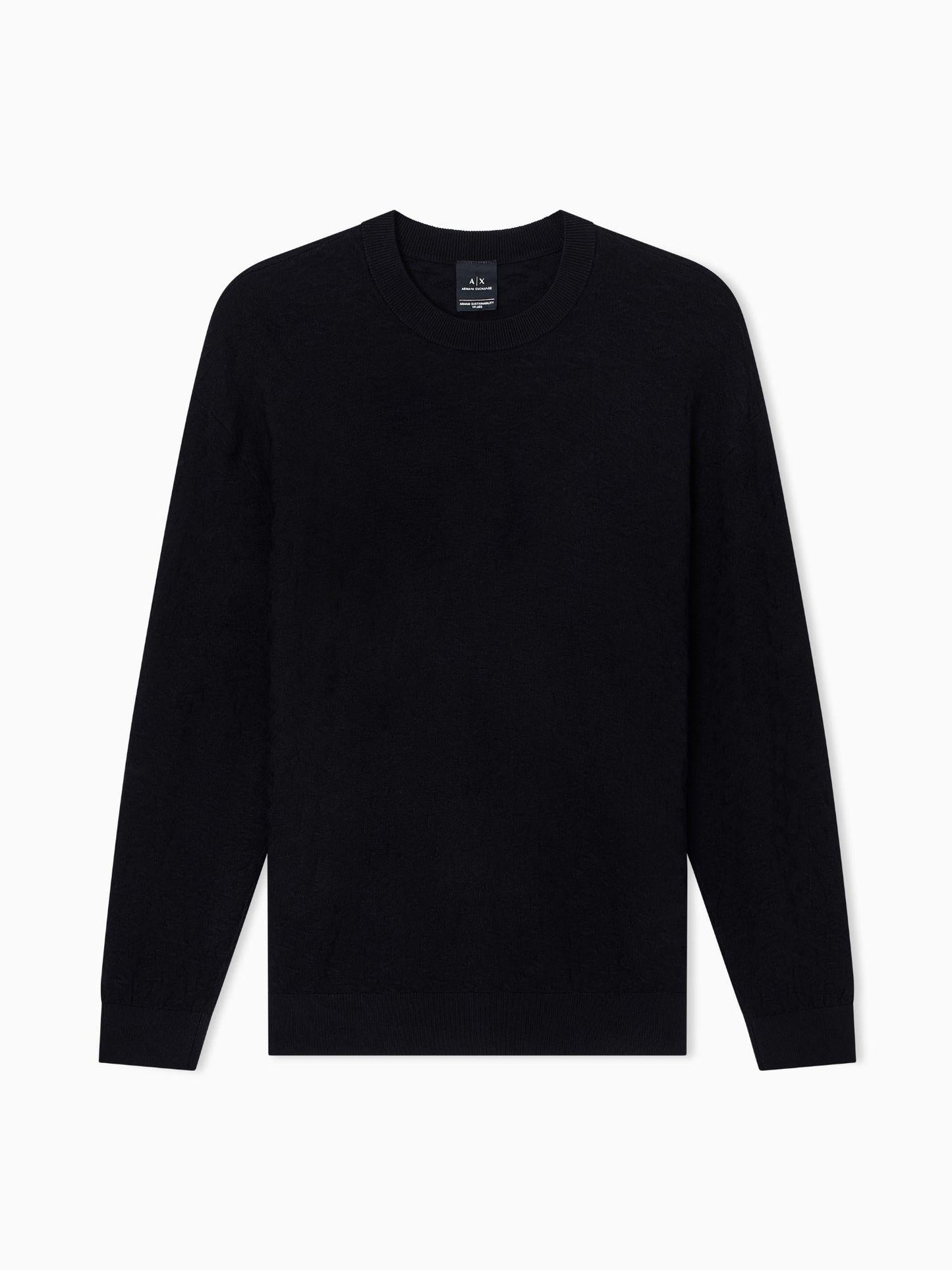 Armani Exchange Maglione girocollo in misto viscosa Uomo Nero