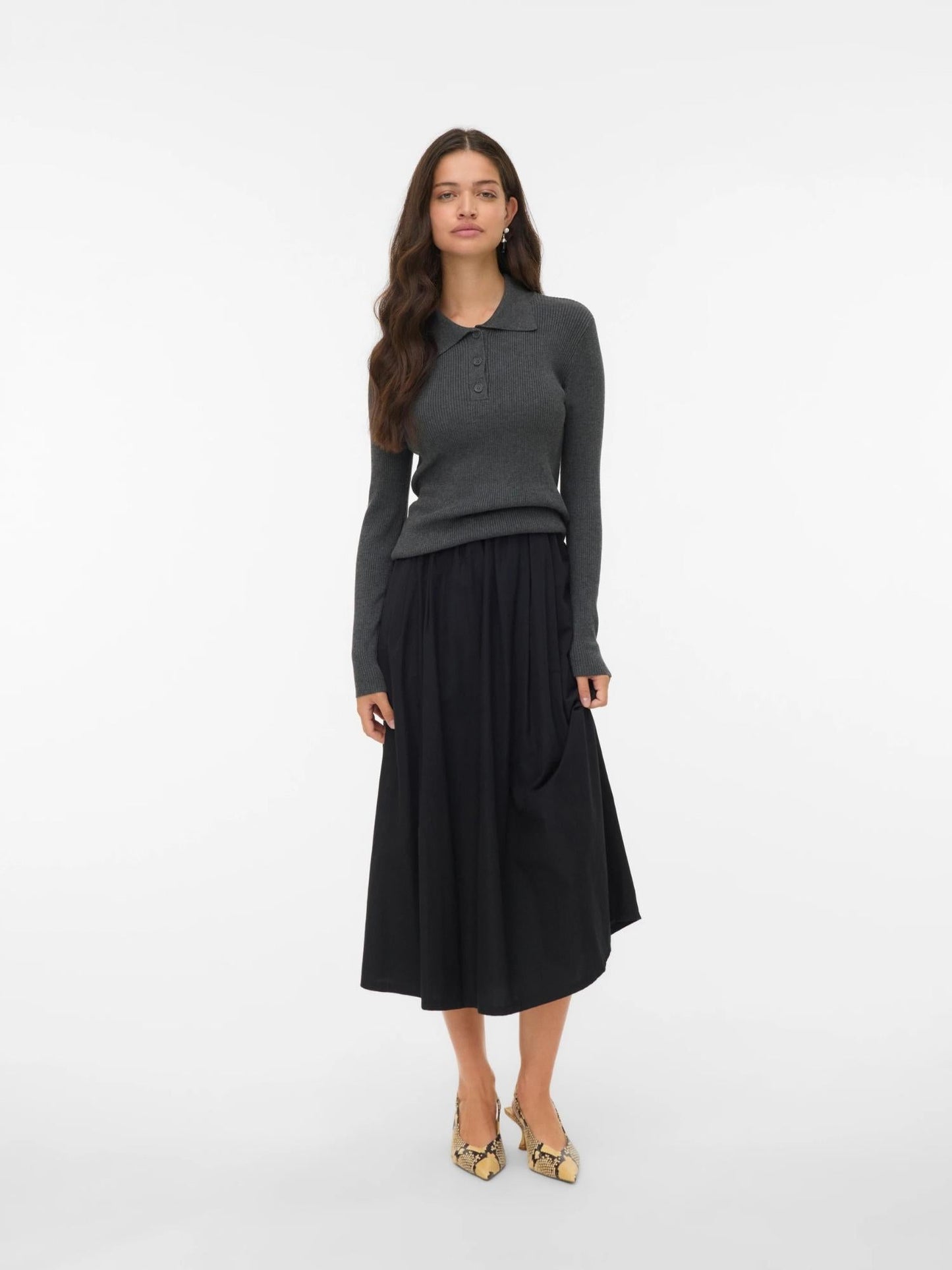 Vero Moda Maglione Donna Siljerib Dark Grey Melange