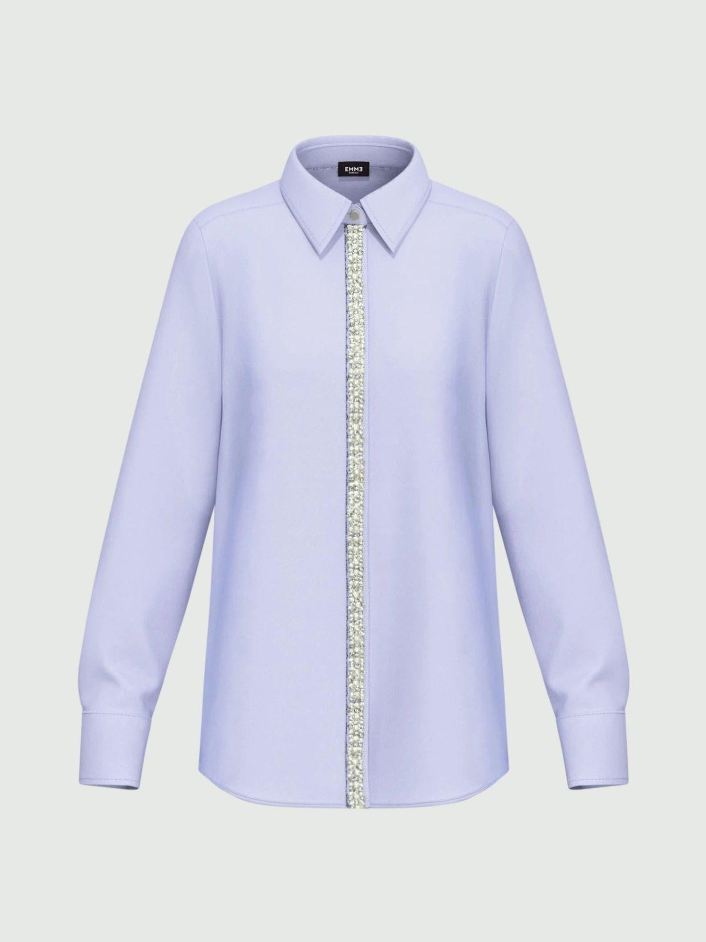 Emme Marella Camicia in popeline con dettagli di perle e strass Donna Valda Azzurro