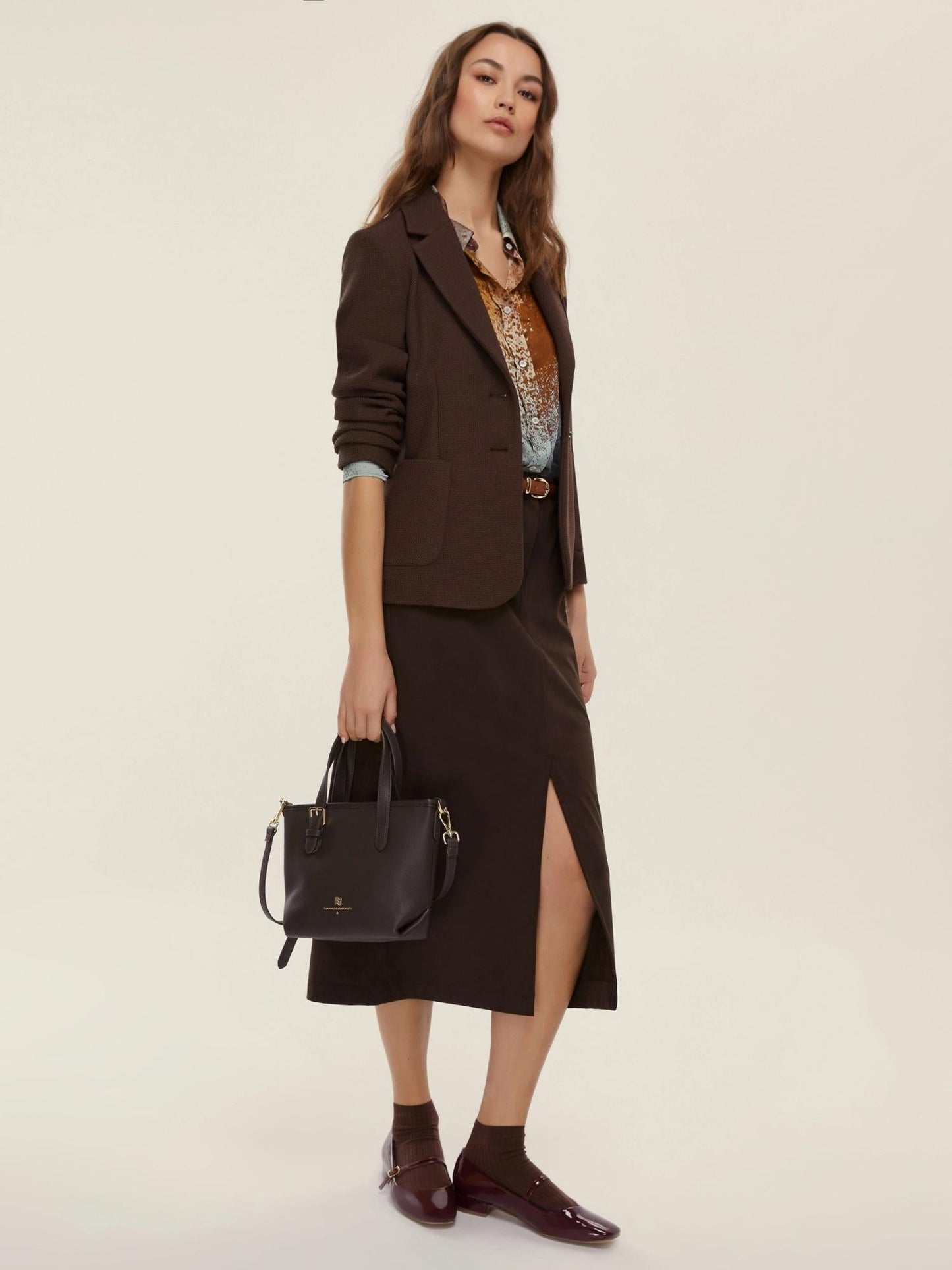 Emme Marella Gonna a tubino stretch Donna Dritto Testa di moro