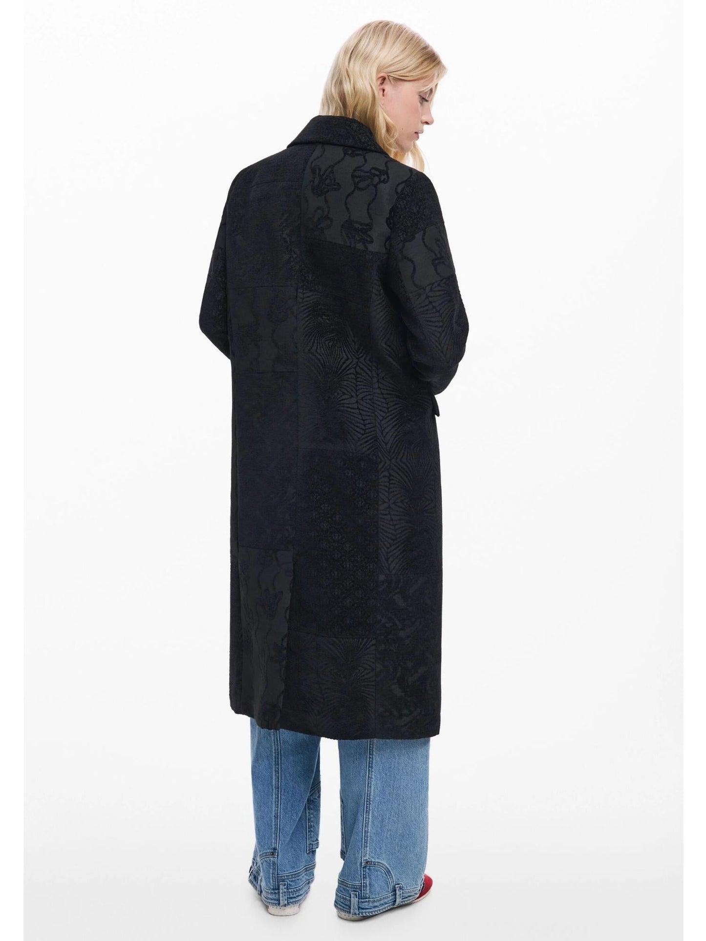 Desigual Cappotto nero a trama Donna
