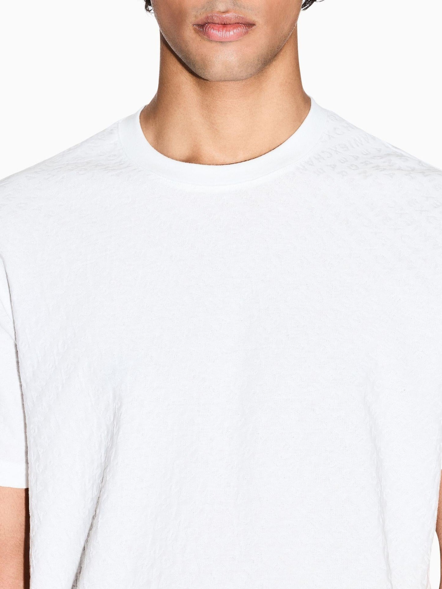 Armani Exchange T-Shirt Uomo Regular Fit in Tessuto Jacquard Bianco