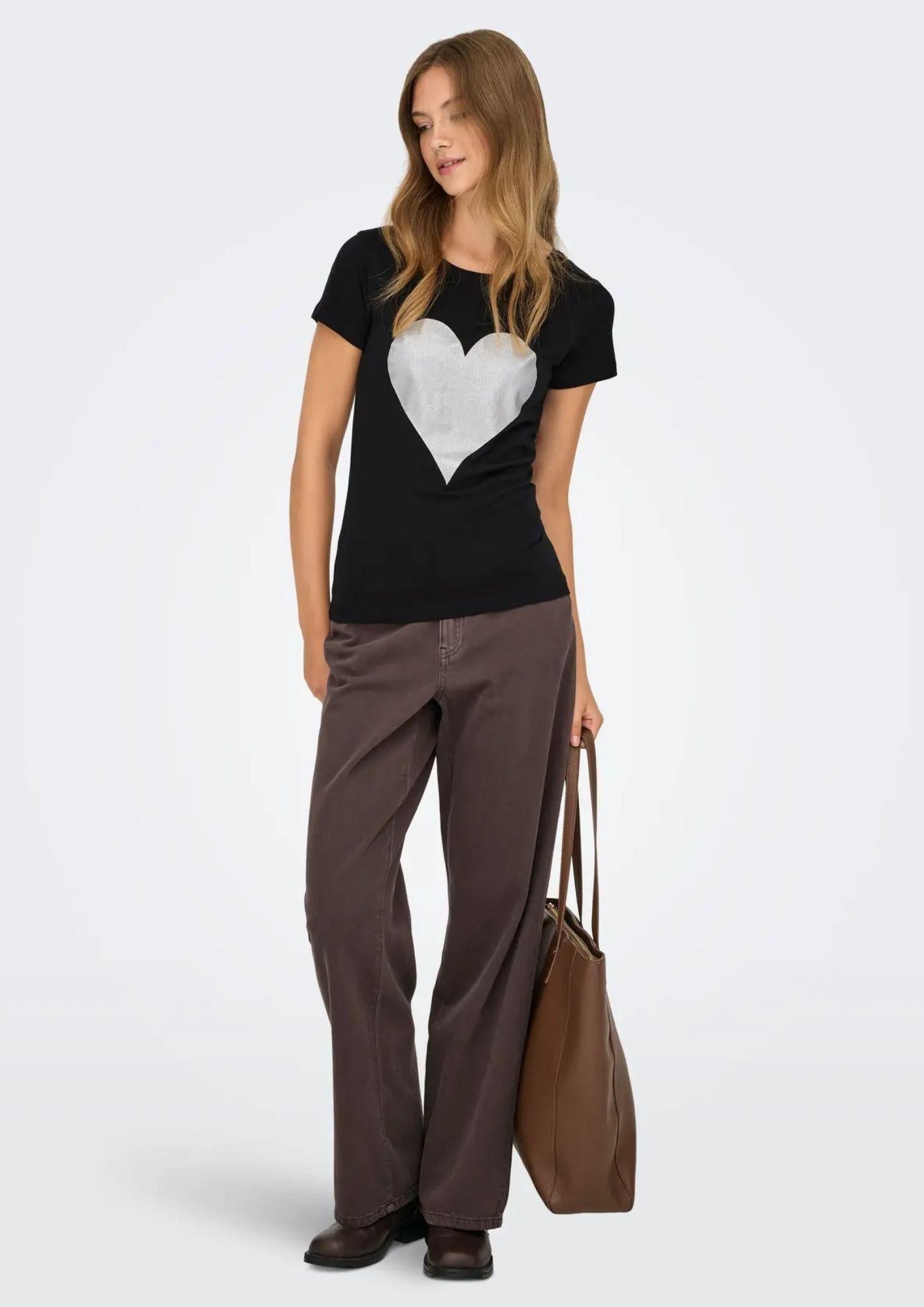 Jacqueline De Yong T-Shirt Donna Paris Nero