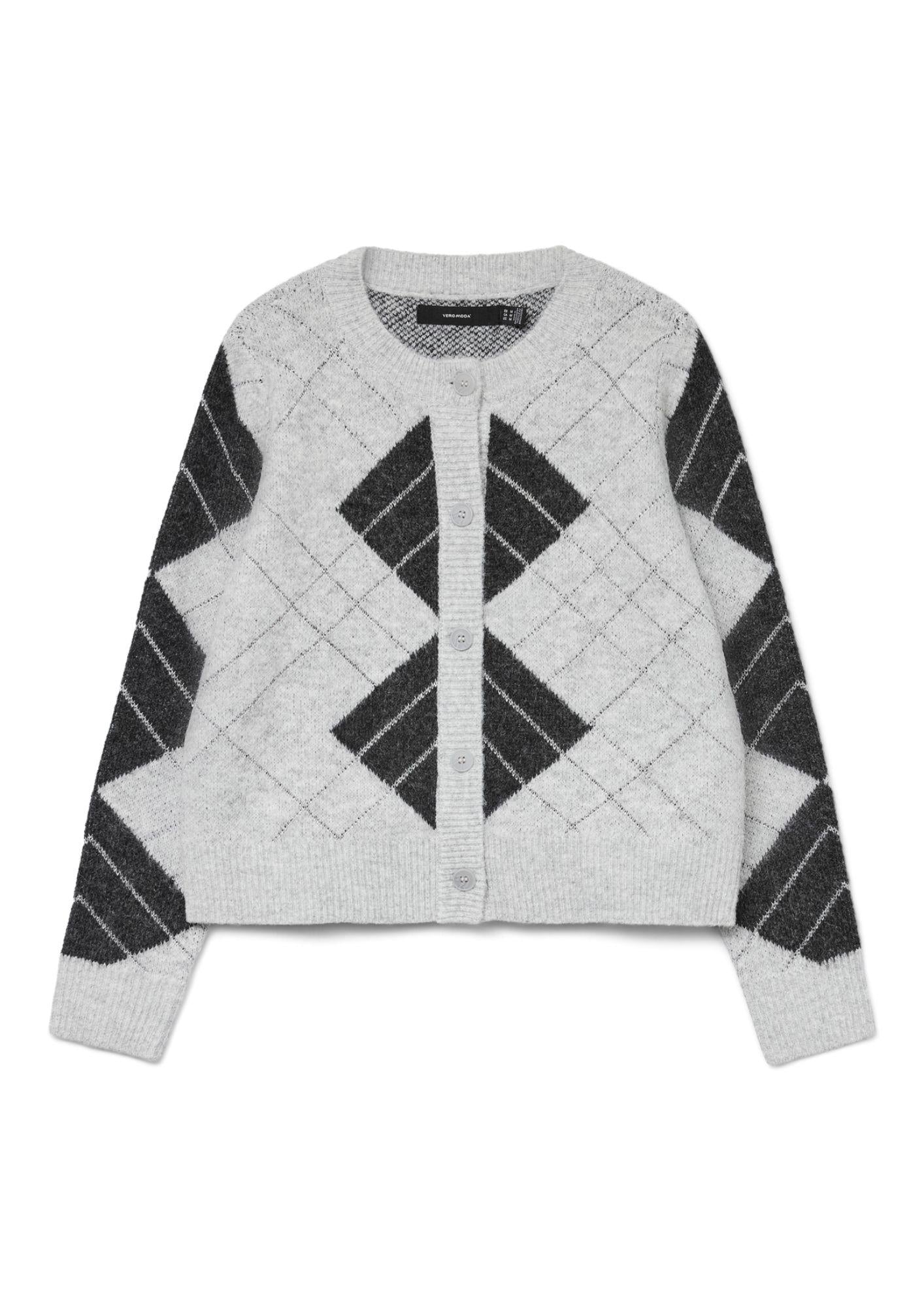 Vero Moda Cardigan Donna Dae Grigio Chiaro Dettaglia Grigio scuro