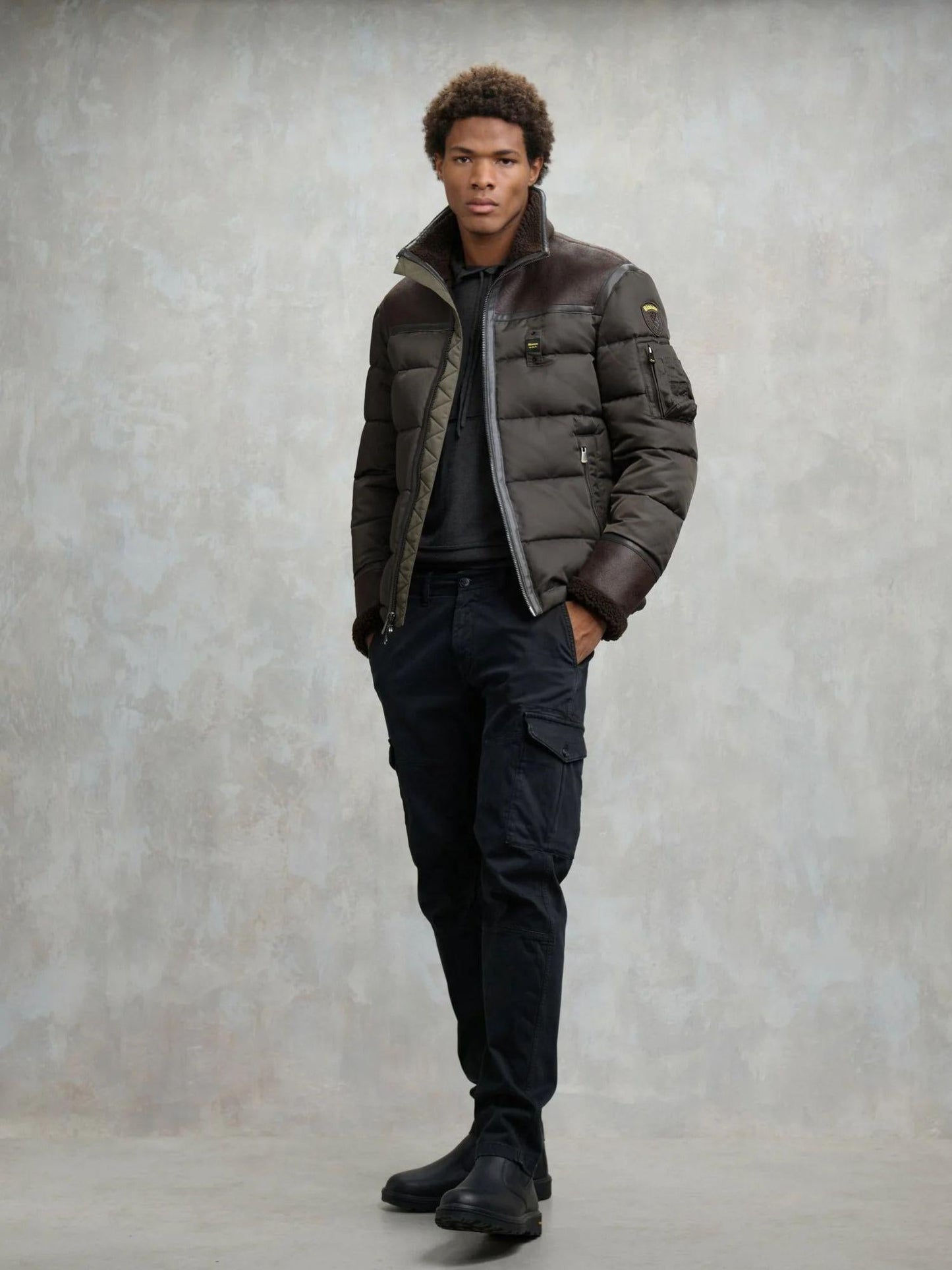 Blauer Giacca Invernale Uomo Organ Nero Oliva