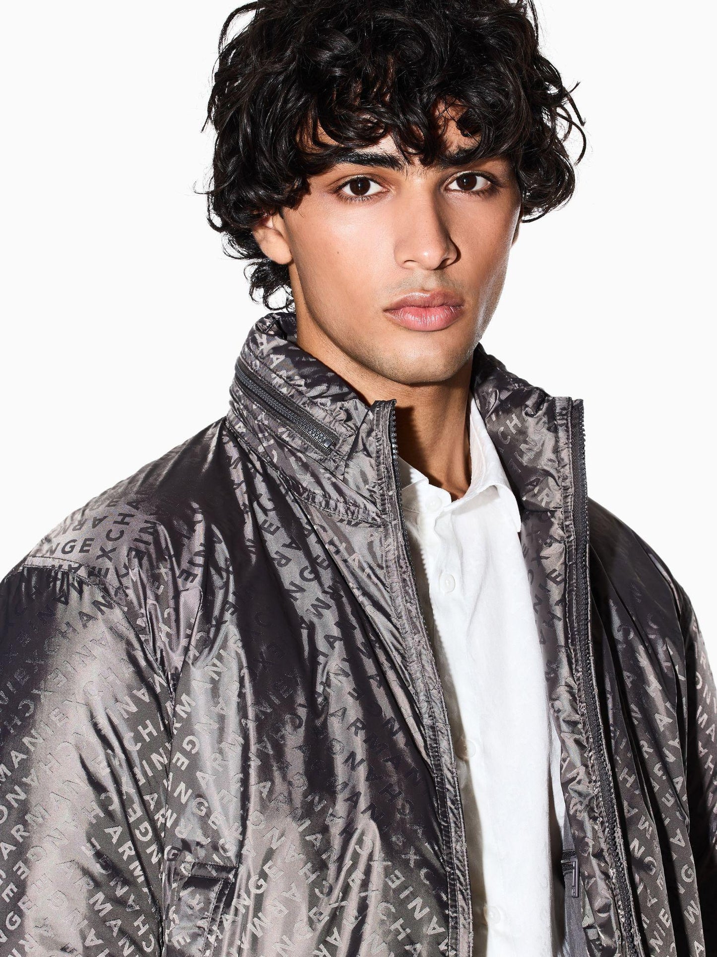 Armani Exchange Camicia regular fit logo allover Uomo Bianco