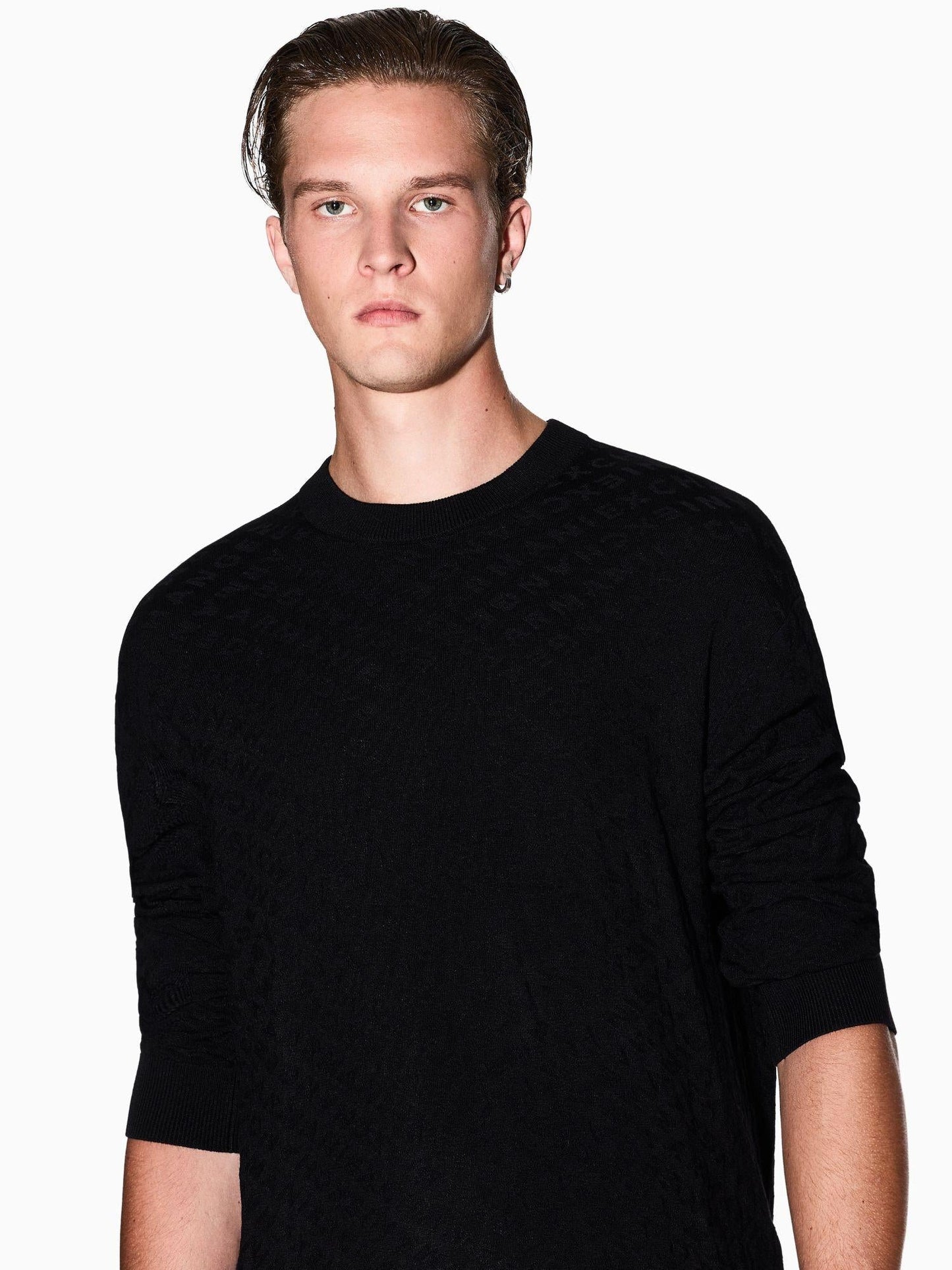 Armani Exchange Maglione girocollo in misto viscosa Uomo Nero