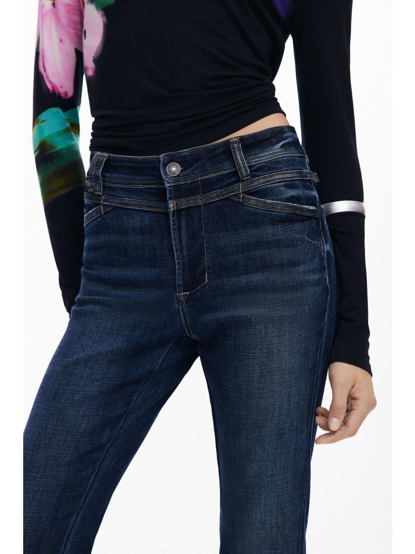 Desigual Jeans a zampa lavati Donna Blu
