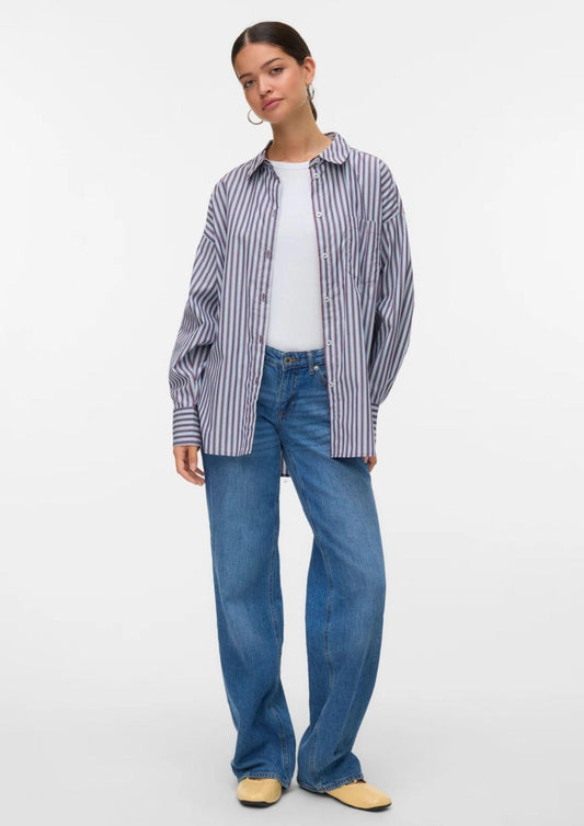 Aware Camicia Donna Parina Azzurra A Righe Bordeaux E Bianche