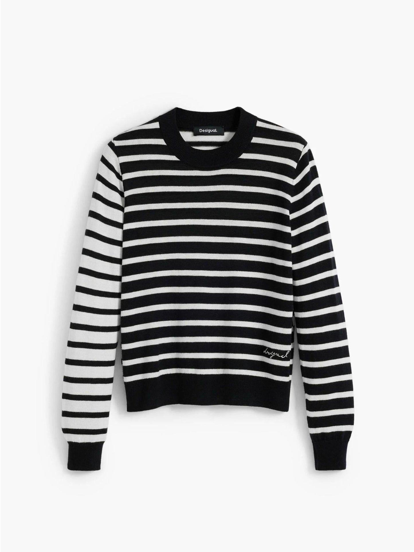 Desigual Maglione a righe orizzontali Donna Nero