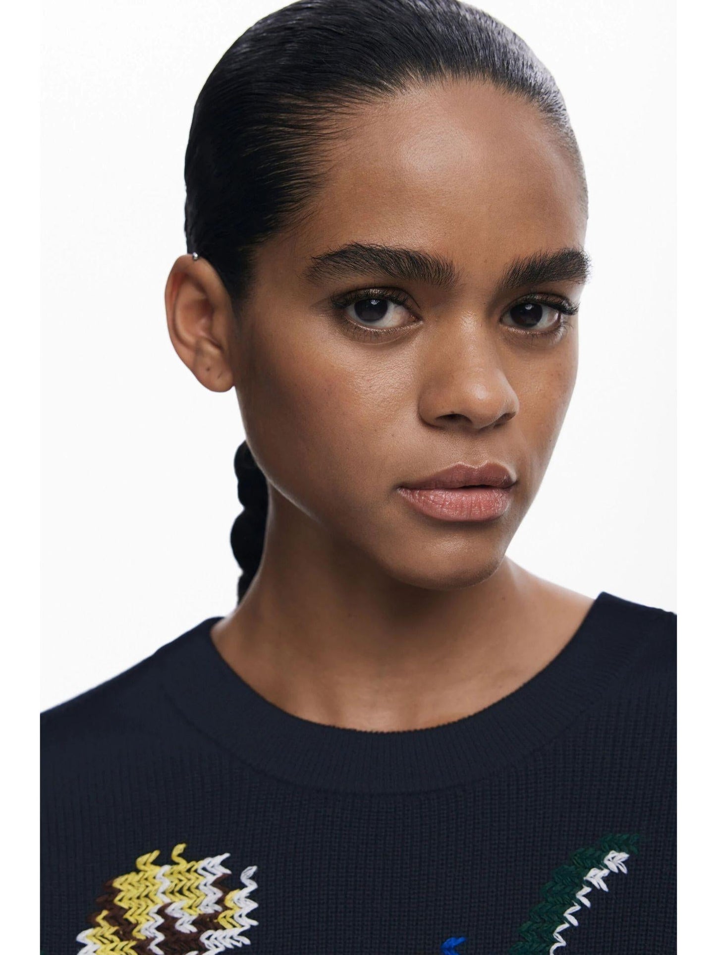 Desigual Maglione jacquard con fiori ricamati Donna Nero