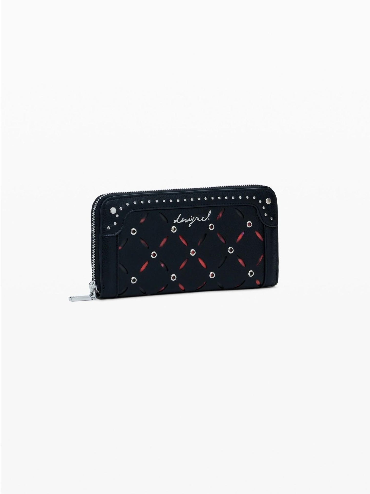 Desigual Portafoglio traforato con borchie grande Donna Nero