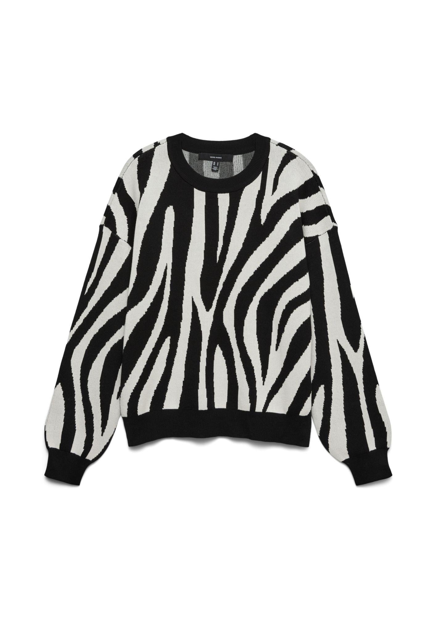Vero Moda Maglione Donna Siljeanimal Nero Animalier