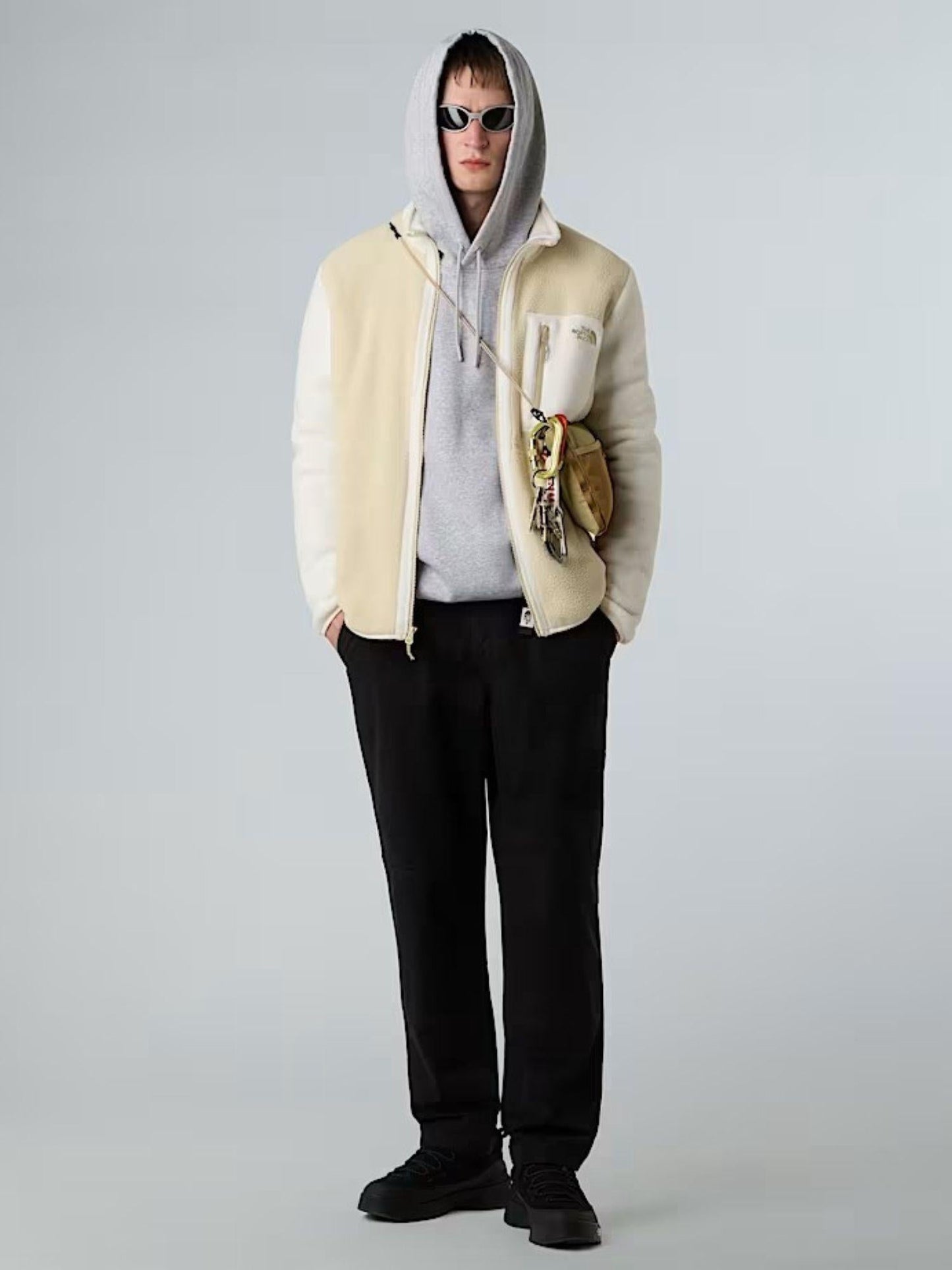 The North Face Giacca In Pile Uomo Yumiori Con Cerniera Integrale Bianco Dune Ghiaia