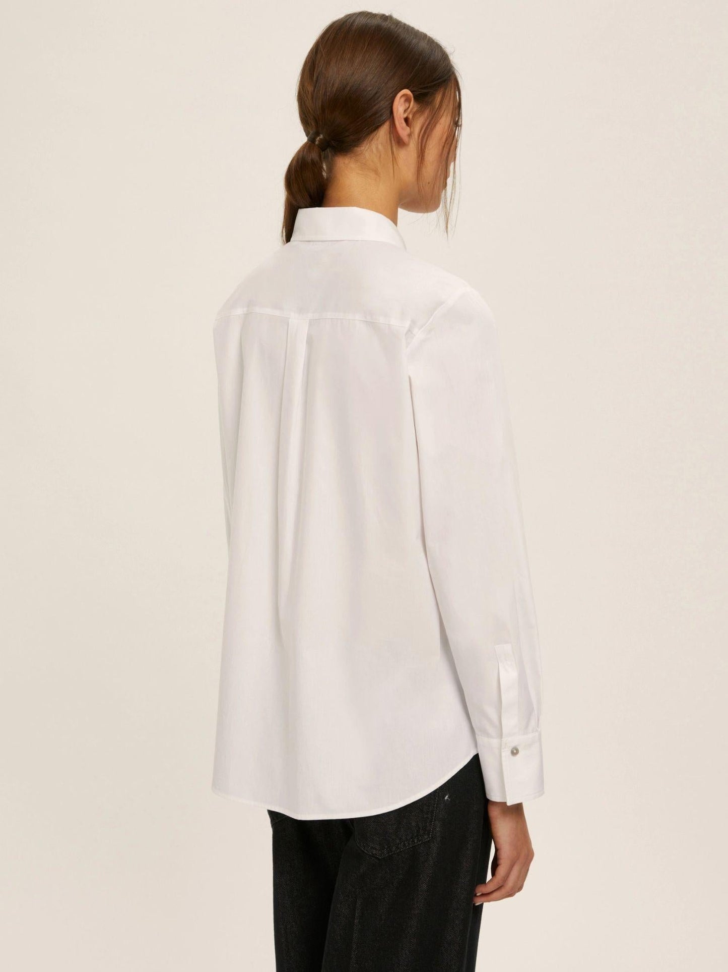 Emme Marella Camicia in popeline con dettagli di perle e strass Donna Valda Bianco