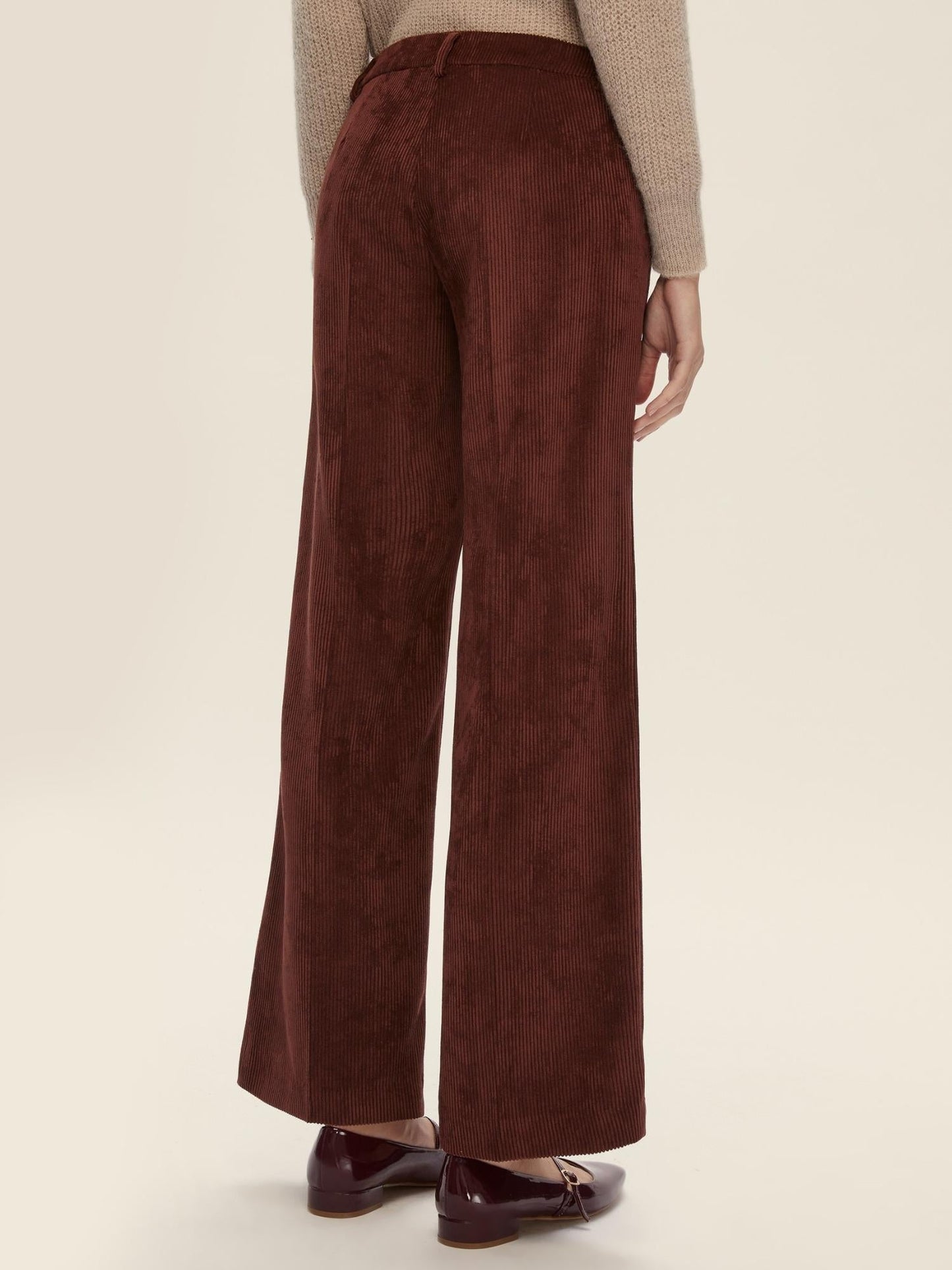 Emme Marella Pantalone dritto in velluto Donna Destino Bordeaux