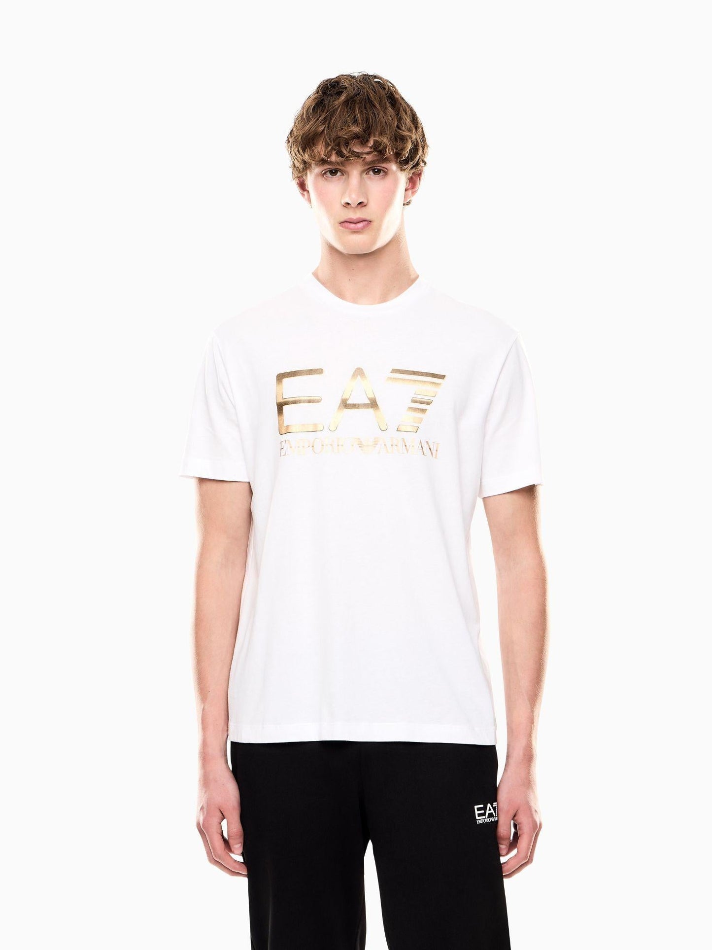 EA7 Emporio Armani T-shirt Uomo Logo Series In Cotone Con Maxi Logo Bianco
