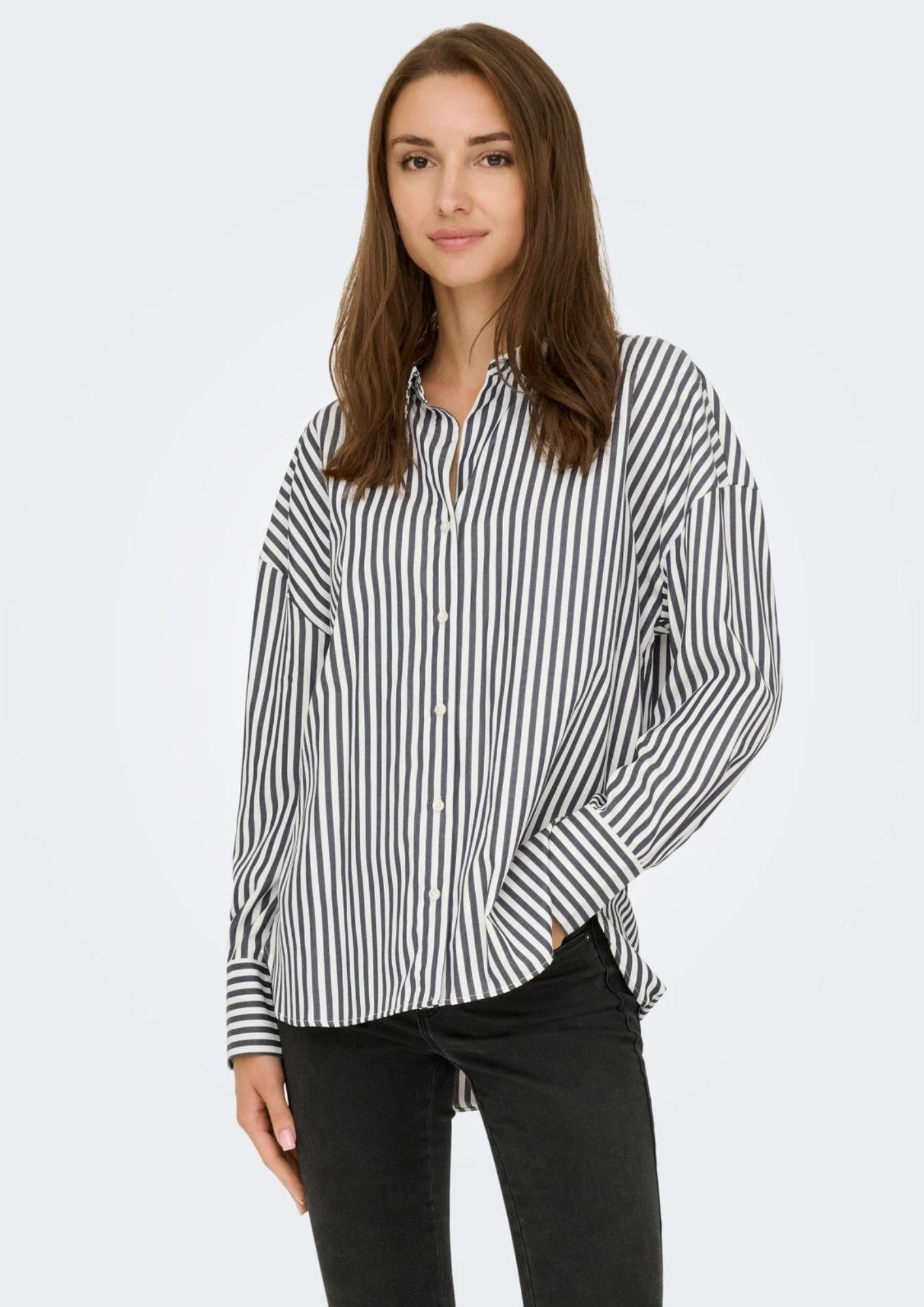 Jacqueline De Yong Camicia Donna Vesper Bianca A Righe