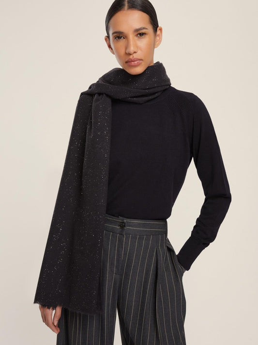 Emme Marella Stola con frange e filo di lurex Donna Rinvio Nero