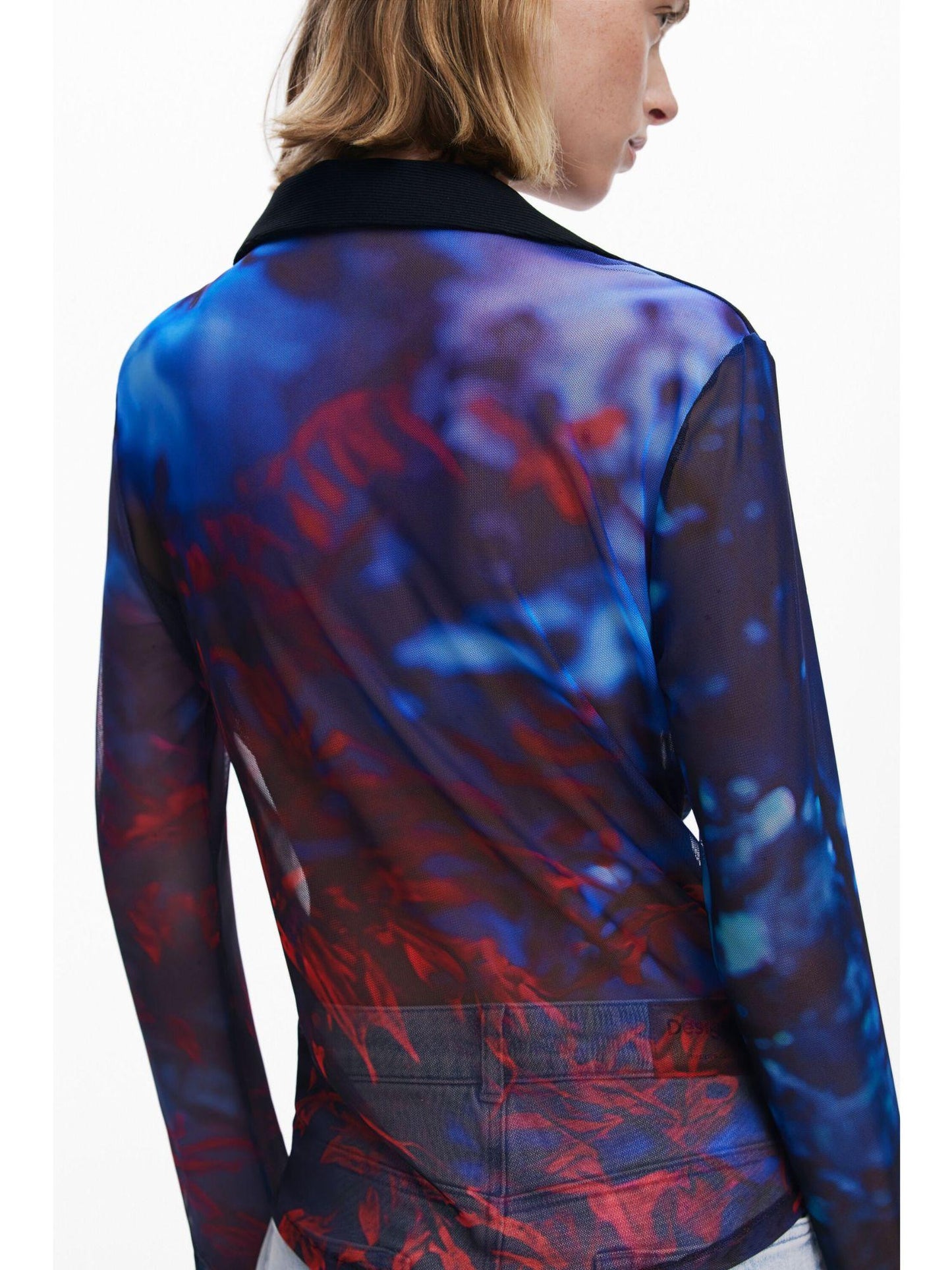 Desigual Maglietta abbottonata in chiffon Donna Nero