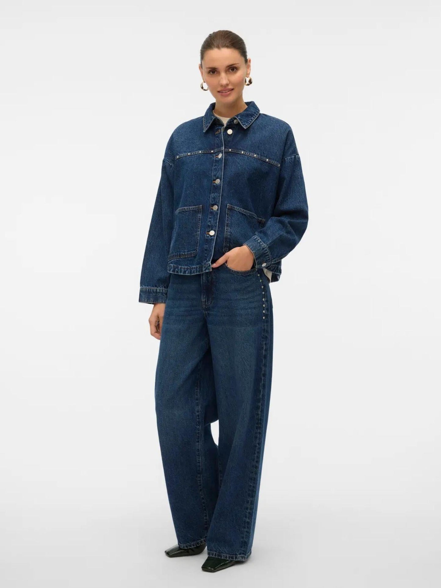 Vero Moda Jeans Donna Rae Wide Fit Dark Blue Denim