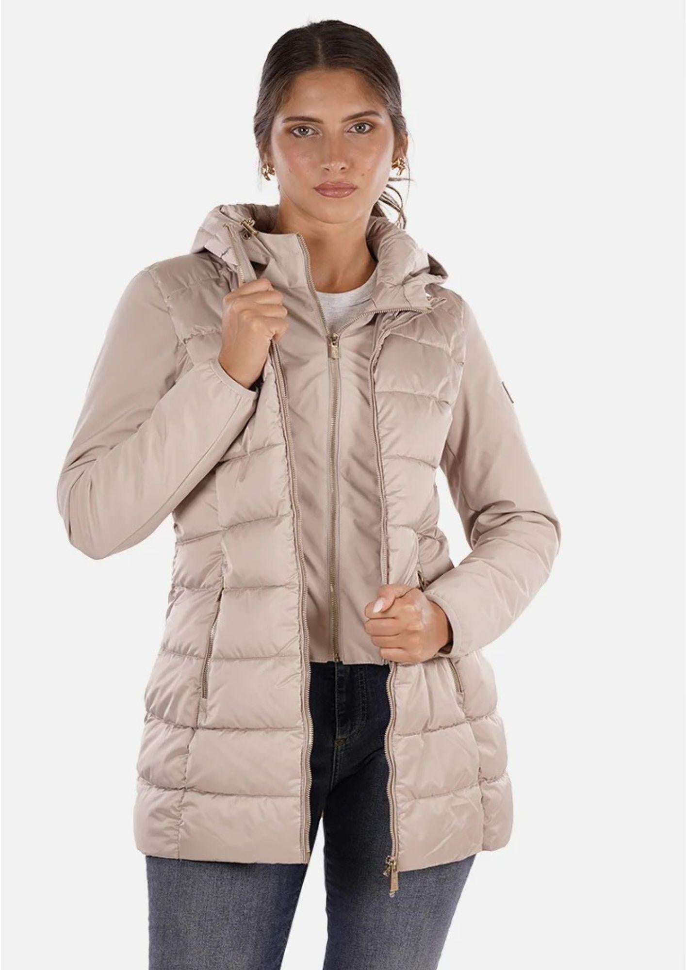 Yes Zee Giacca Lunga Donna Beige