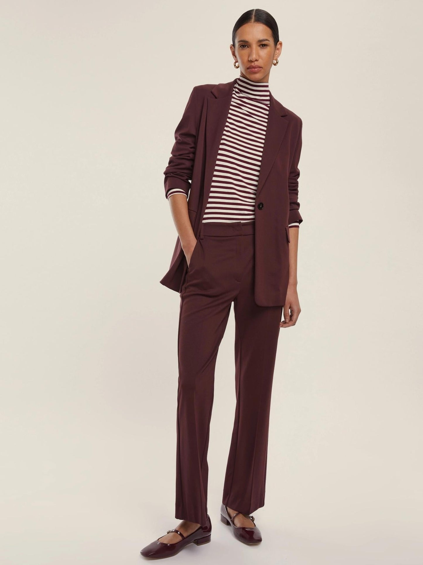 Emme Marella Pantalone dritto in jersey Donna Flare Bordeaux