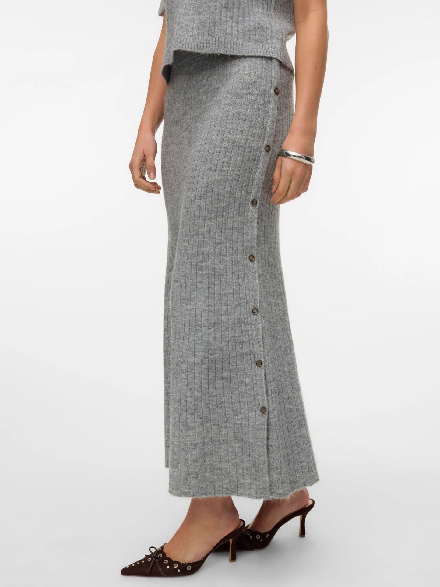 Vero Moda Gonna Midi Donna Sally Light Grey Melange