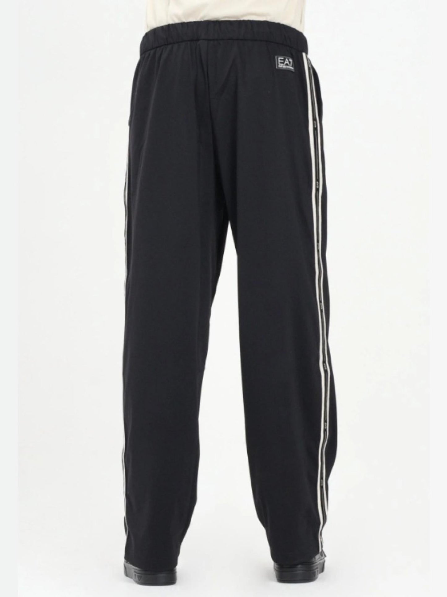EA7 Emporio Armani Pantaloni Uomo con bande logate Nero