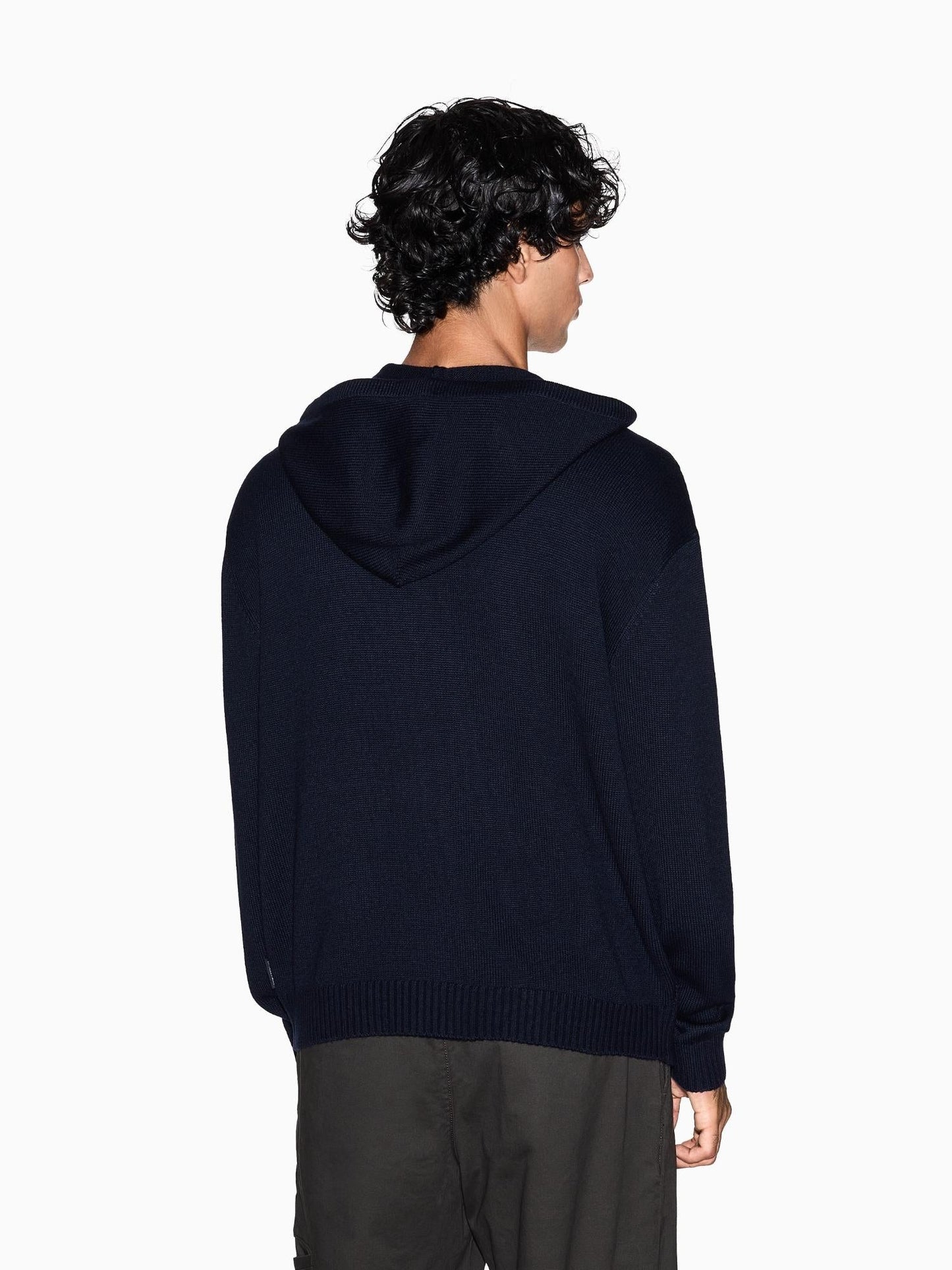 Armani Exchange Maglione Uomo con cappuccio a blocchi Chocolate Melange Deep Navy