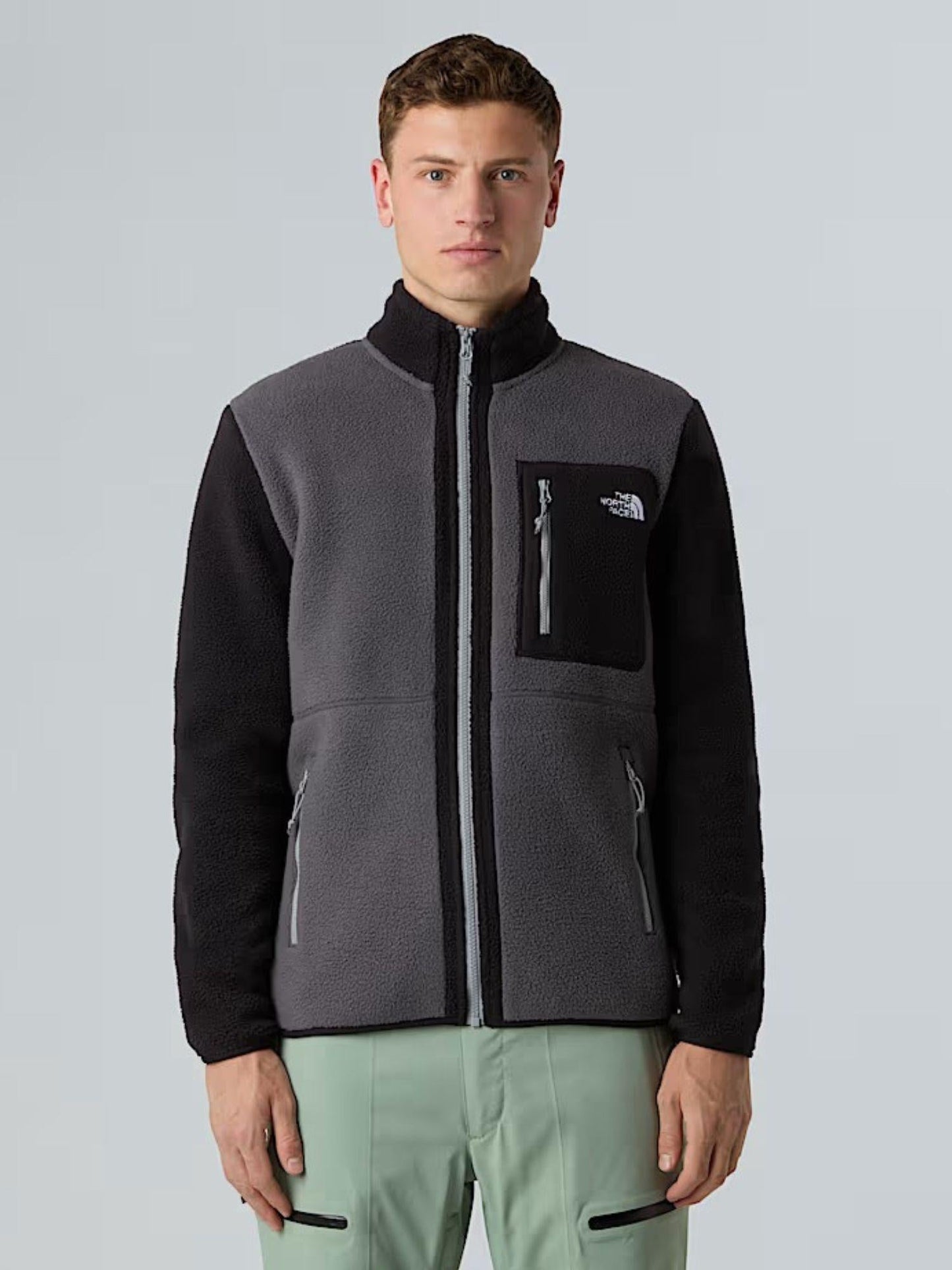 The North Face Giacca In Pile Uomo Yumiori Con Cerniera Integrale Grigio Antracite Nero Grigio Monumento