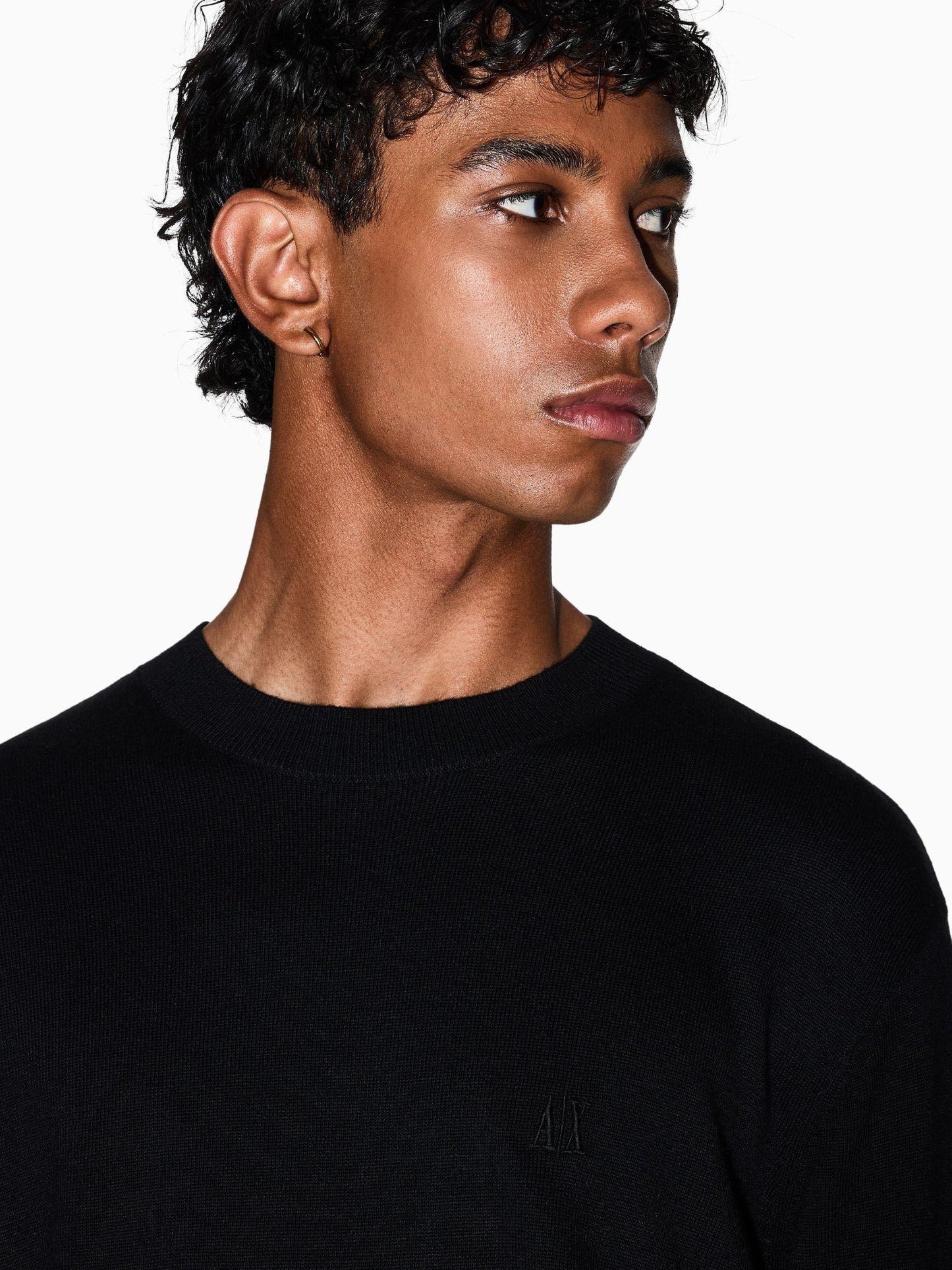 Armani Exchange Maglione girocollo in misto cotone Uomo Nero