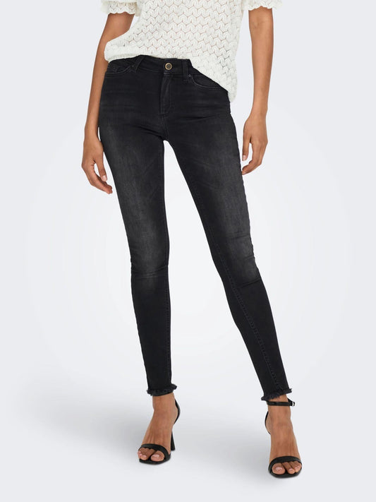 Only Jeans Donna Blush A Vita Media Skinny Fit Black Denim