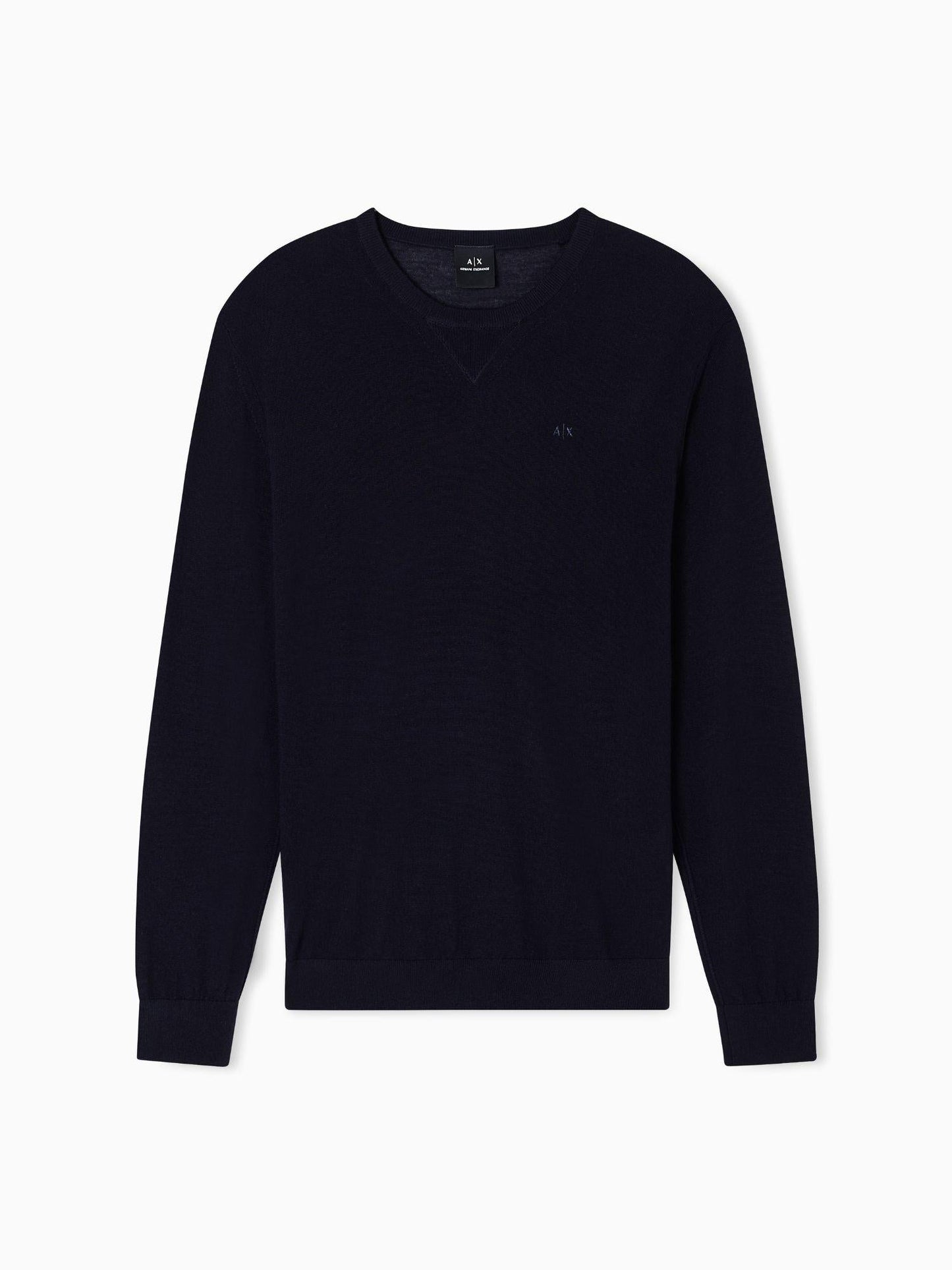 Armani Exchange Maglione Uomo Girocollo In Lana Vergine Blu Navy