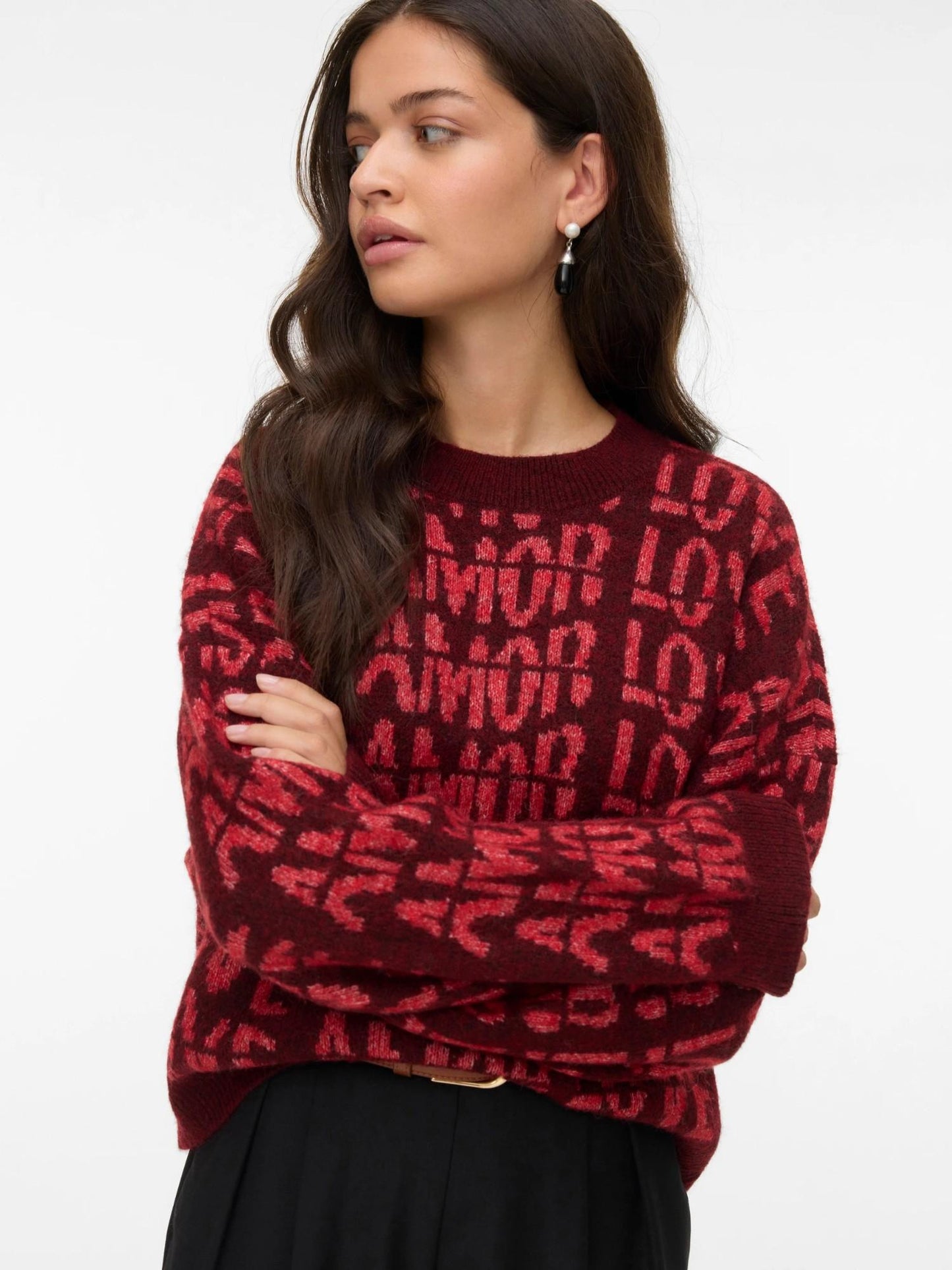 Vero Moda Maglione Donna Love Rosso Syrah